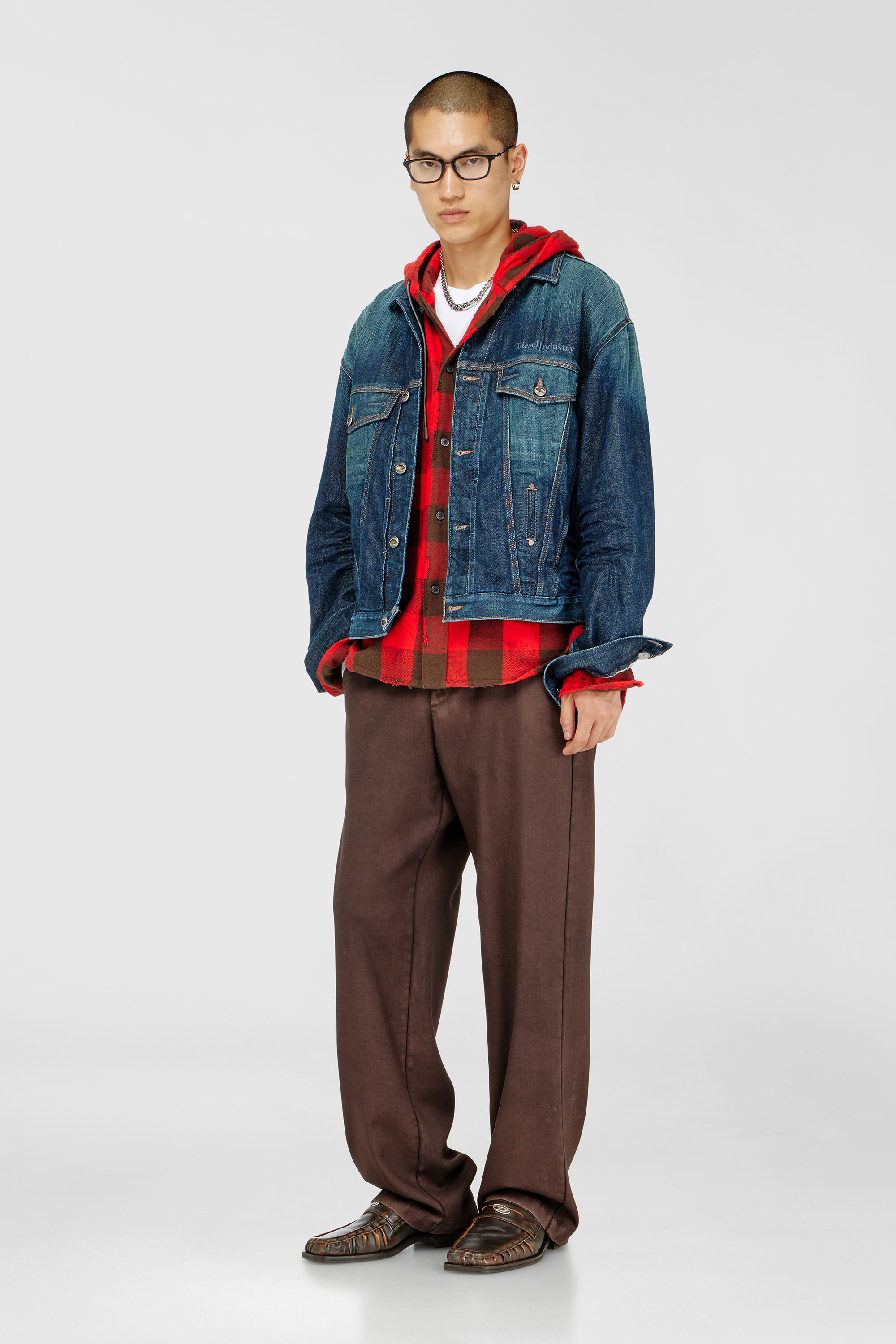 Diesel - S-DRUM-HOODY, Male's シャツ in ブラウン/レッド - 2