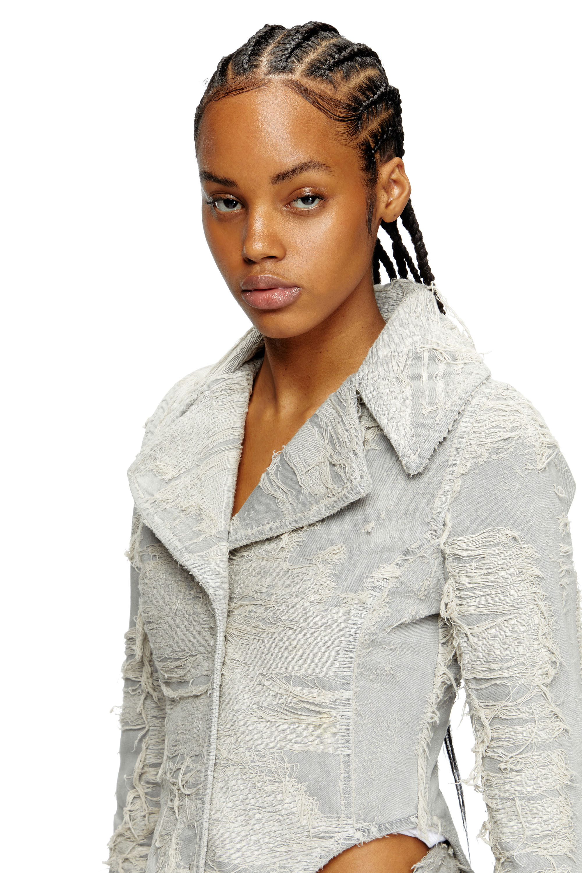 Diesel - DE-ALI-FSG, Female's Jacket in overdyed floating-threads denim in グレー - 4