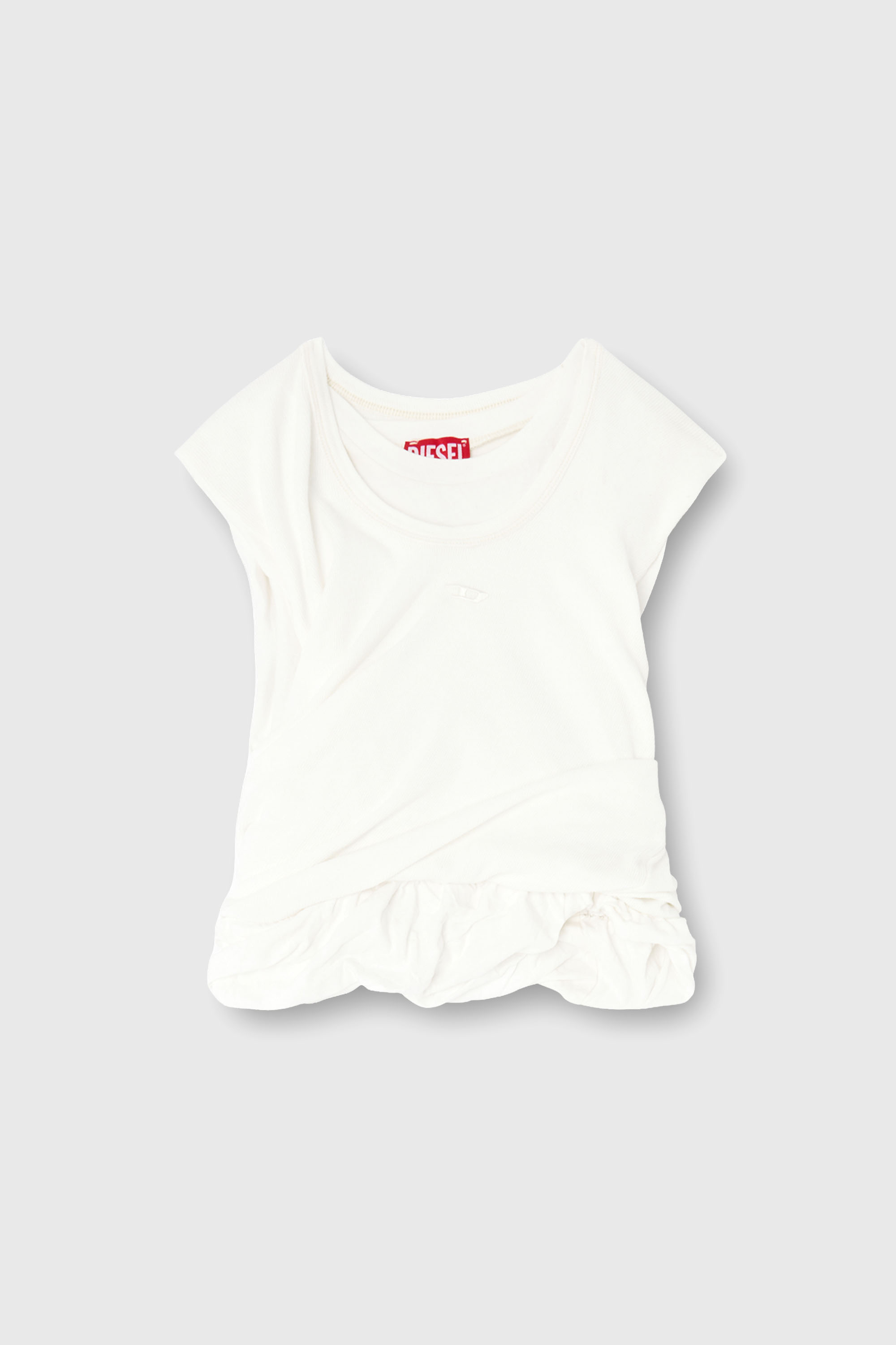Diesel - T-WISHER-RIB-PL, Female's Rucked-up tank top in double-layer jersey in ホワイト - 2