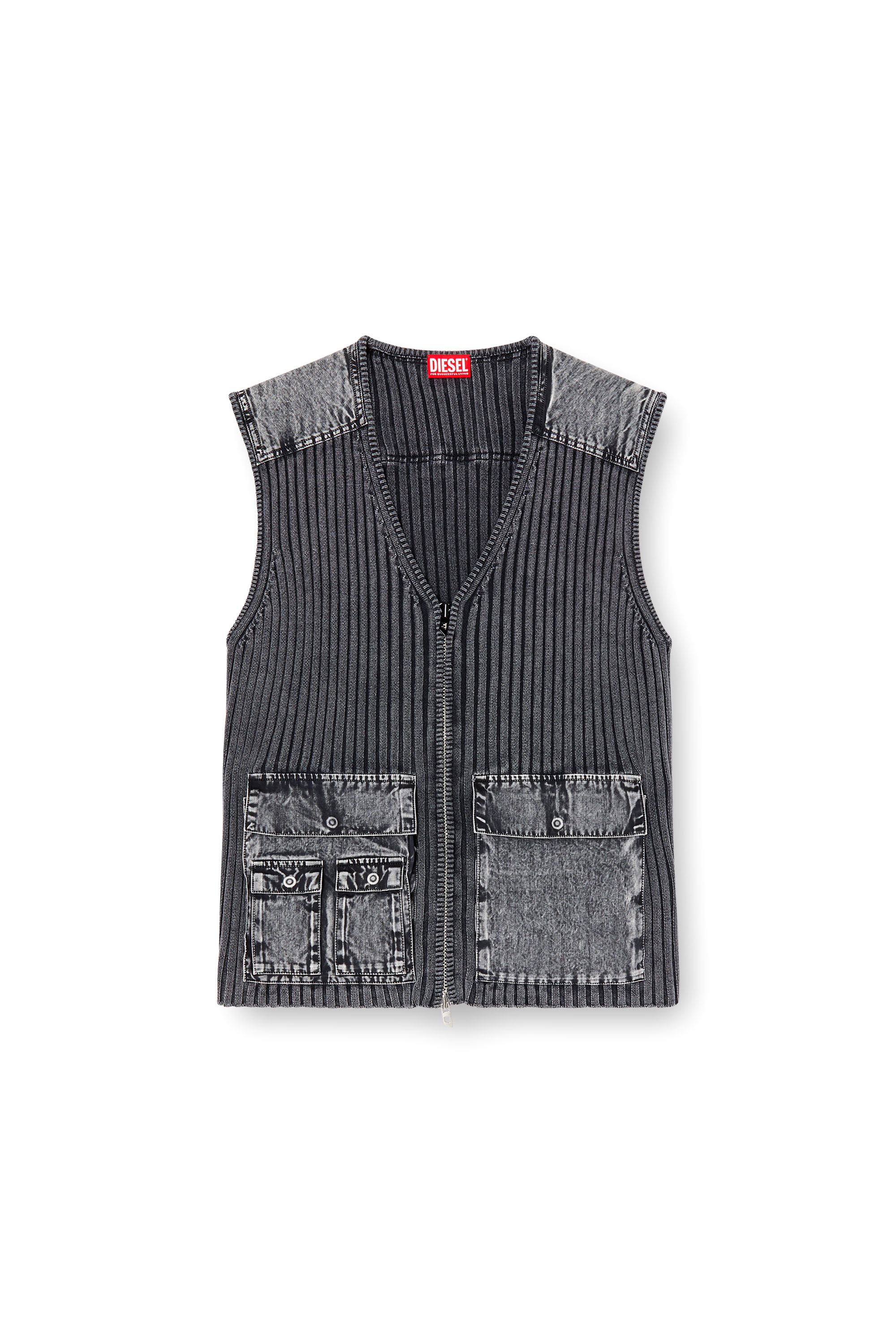 Diesel - K-MARGIE, Male's Utility vest with contrast panels in ダークグレー - 3