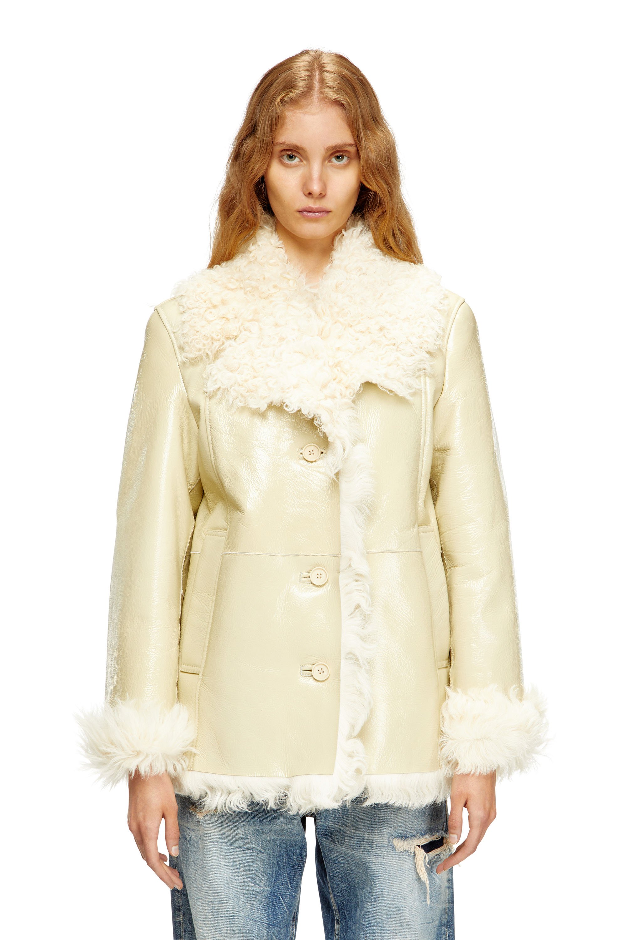 Diesel - L-ACONIC, Female's レザージャケット in ベージュ - 1