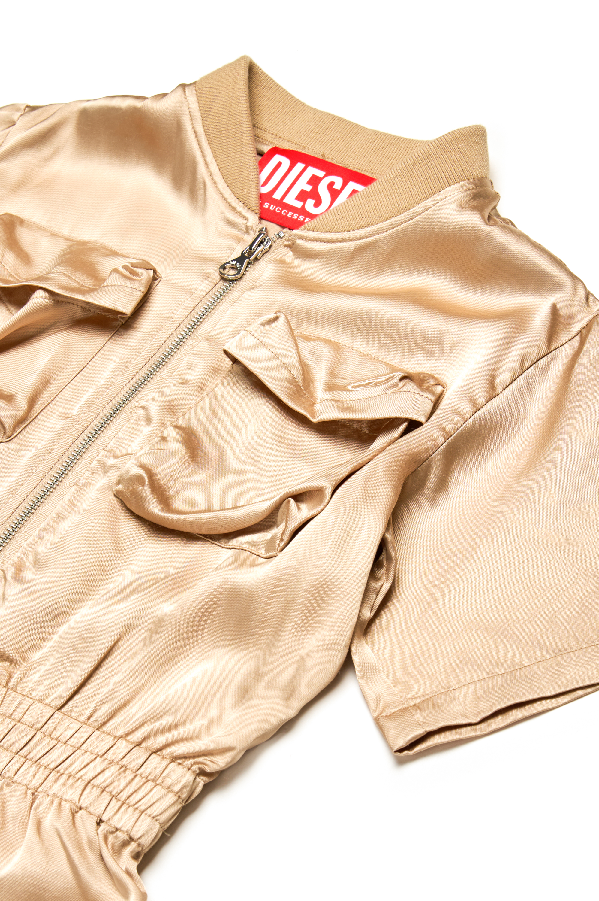 Diesel - JVENY, Female's Multipocket playsuit in shiny fabric in ライトブラウン - 3