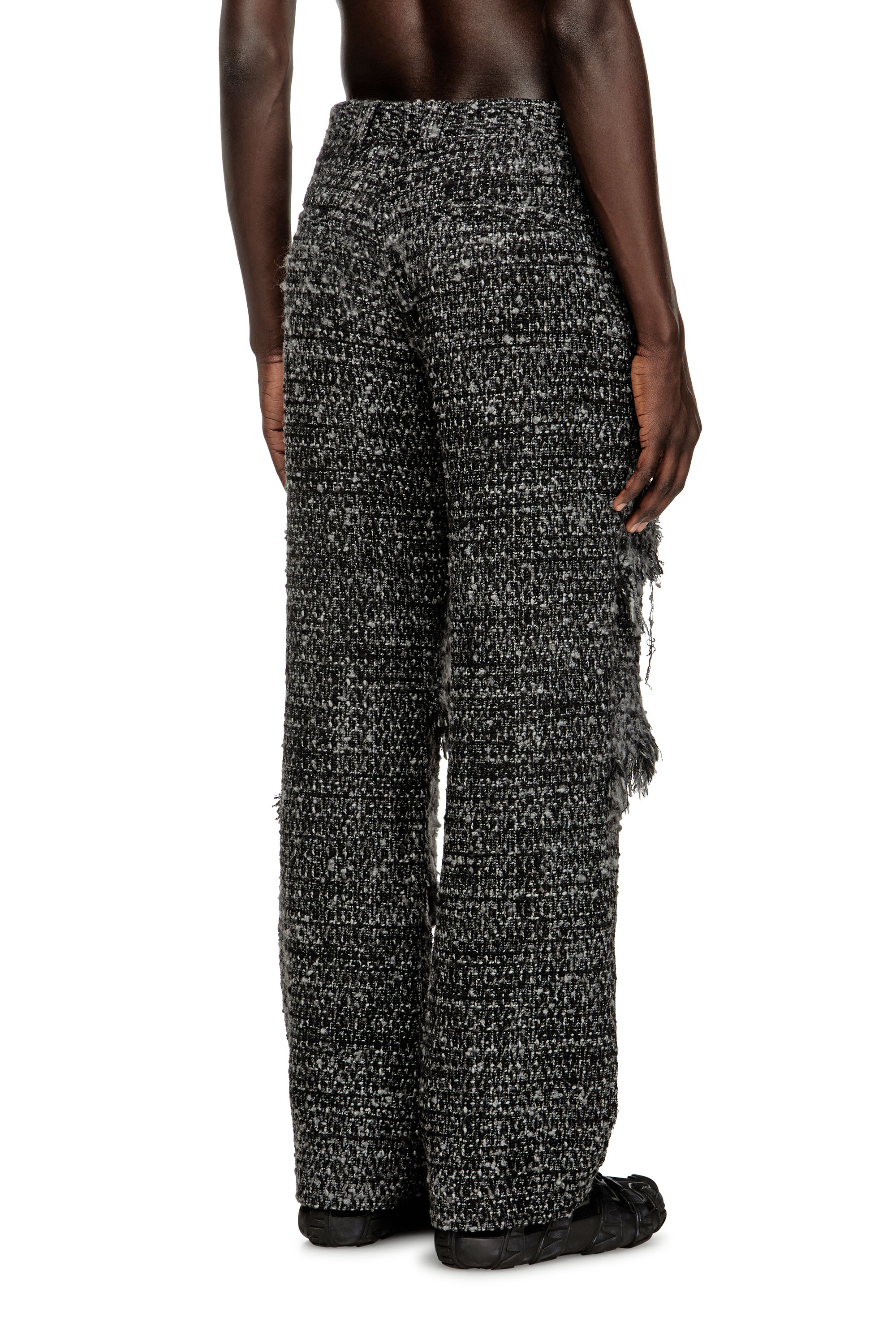 Diesel - P-ABERDEEN-NEW, Male's Layered pants in destroyed boucl&eacute; in ブラック - 3