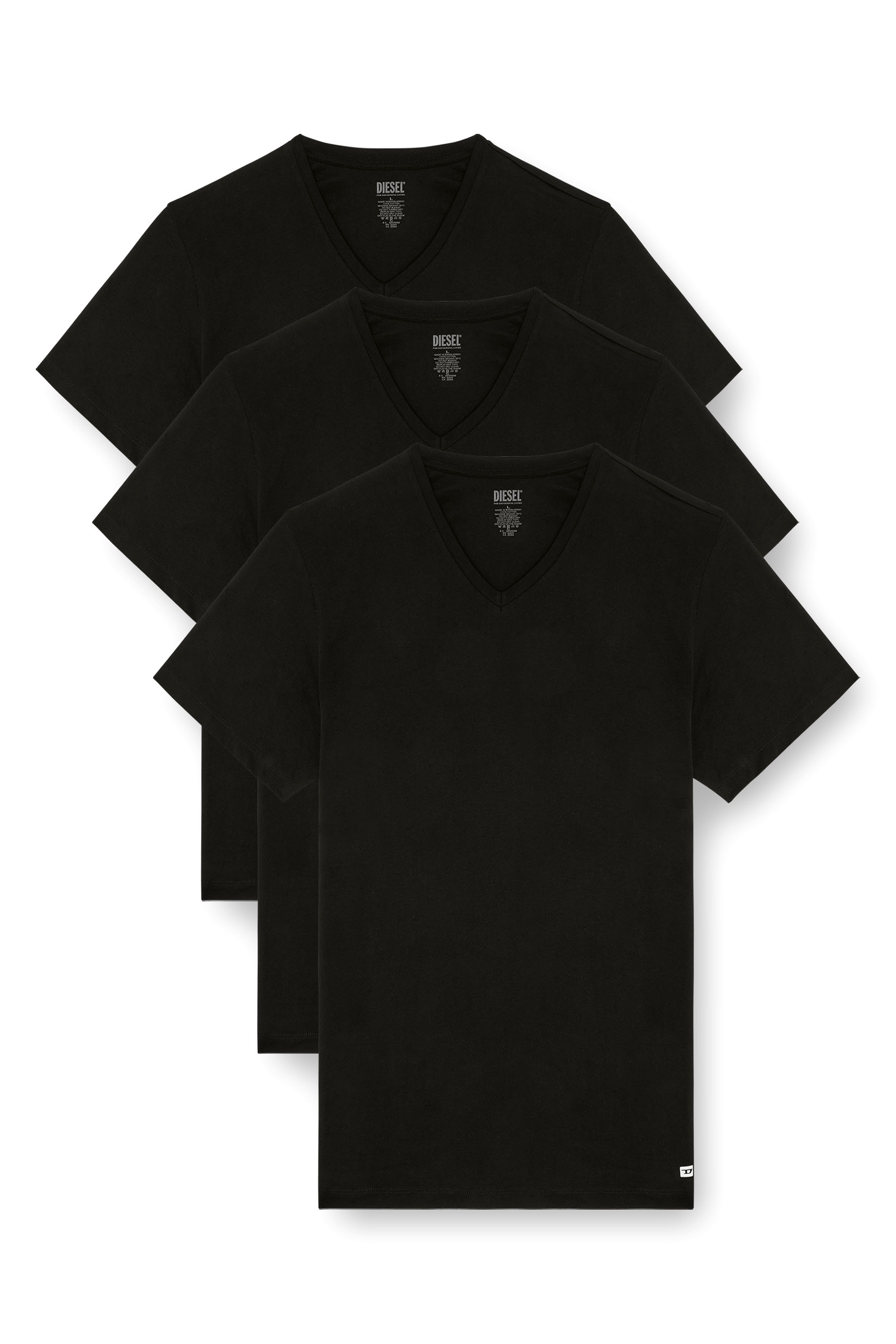 Diesel - MICHAEL-D-BOX-3PACK, Male's Three-pack of V-neck T-shirts in ブラック - 1