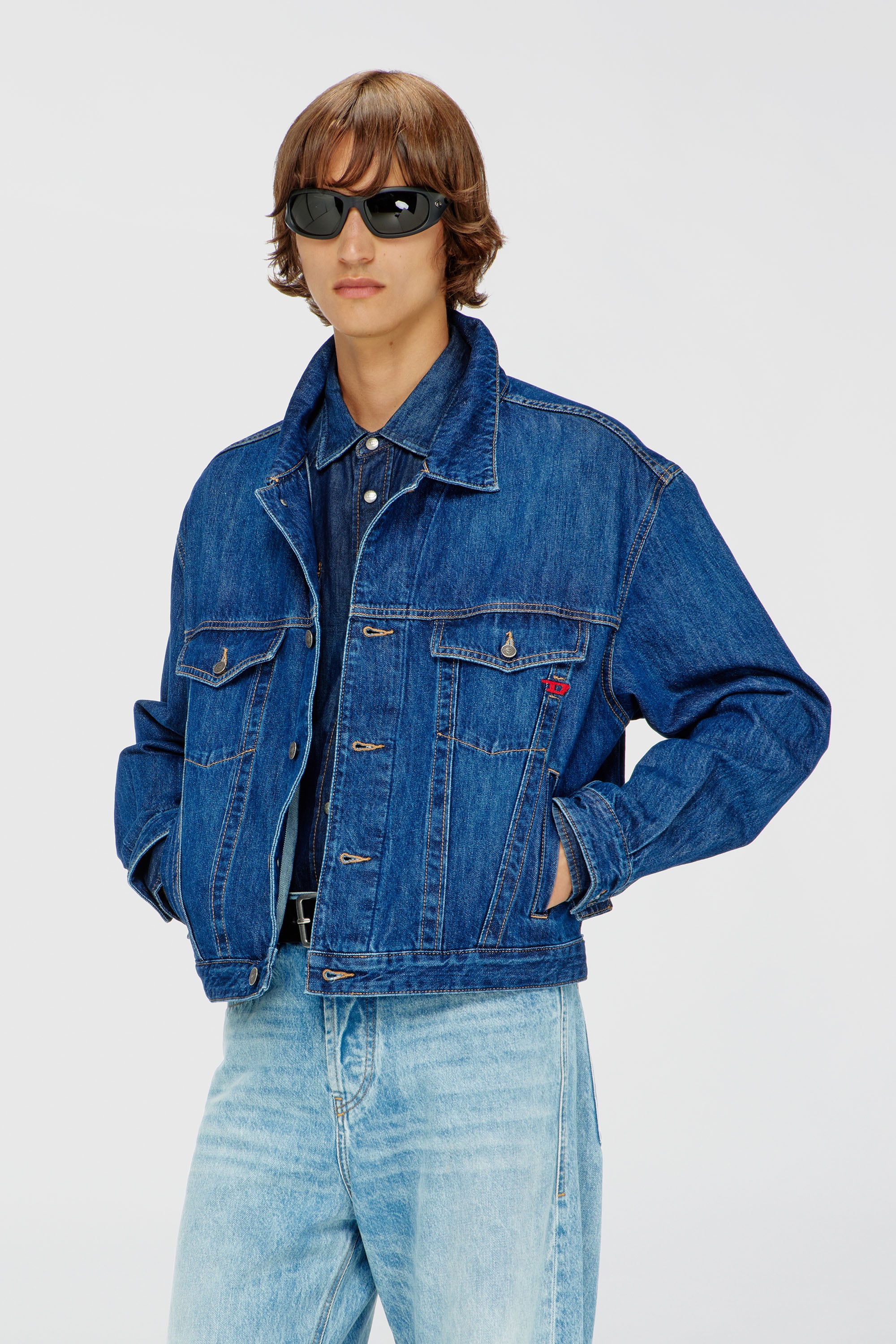 Diesel - D-RANGER, Male's デニムジャケット in ミディアムブルー - 1
