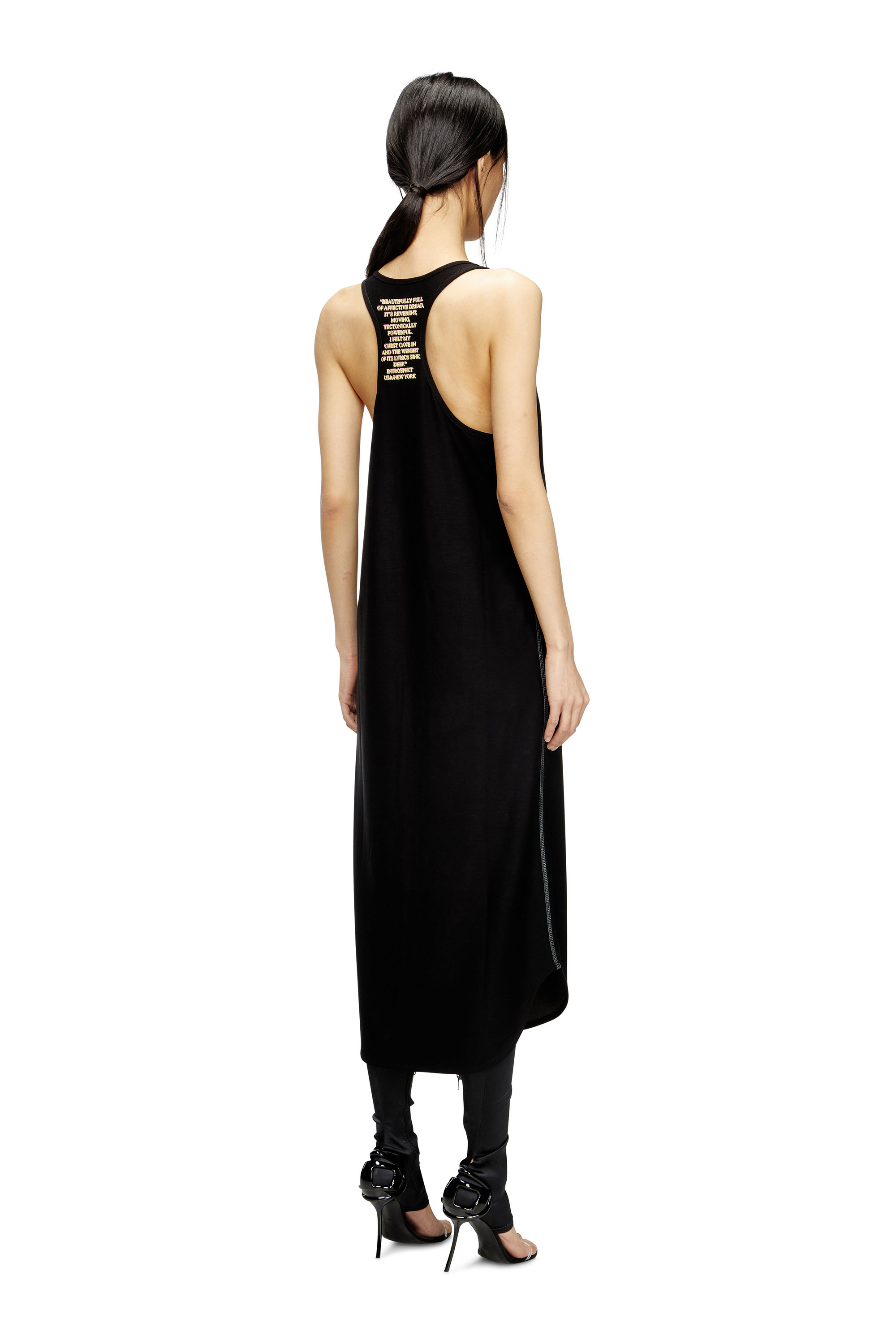 Diesel - D-SHANY-LONG, Female's Sleeveless tank dress with lyrics print in ブラック - 4
