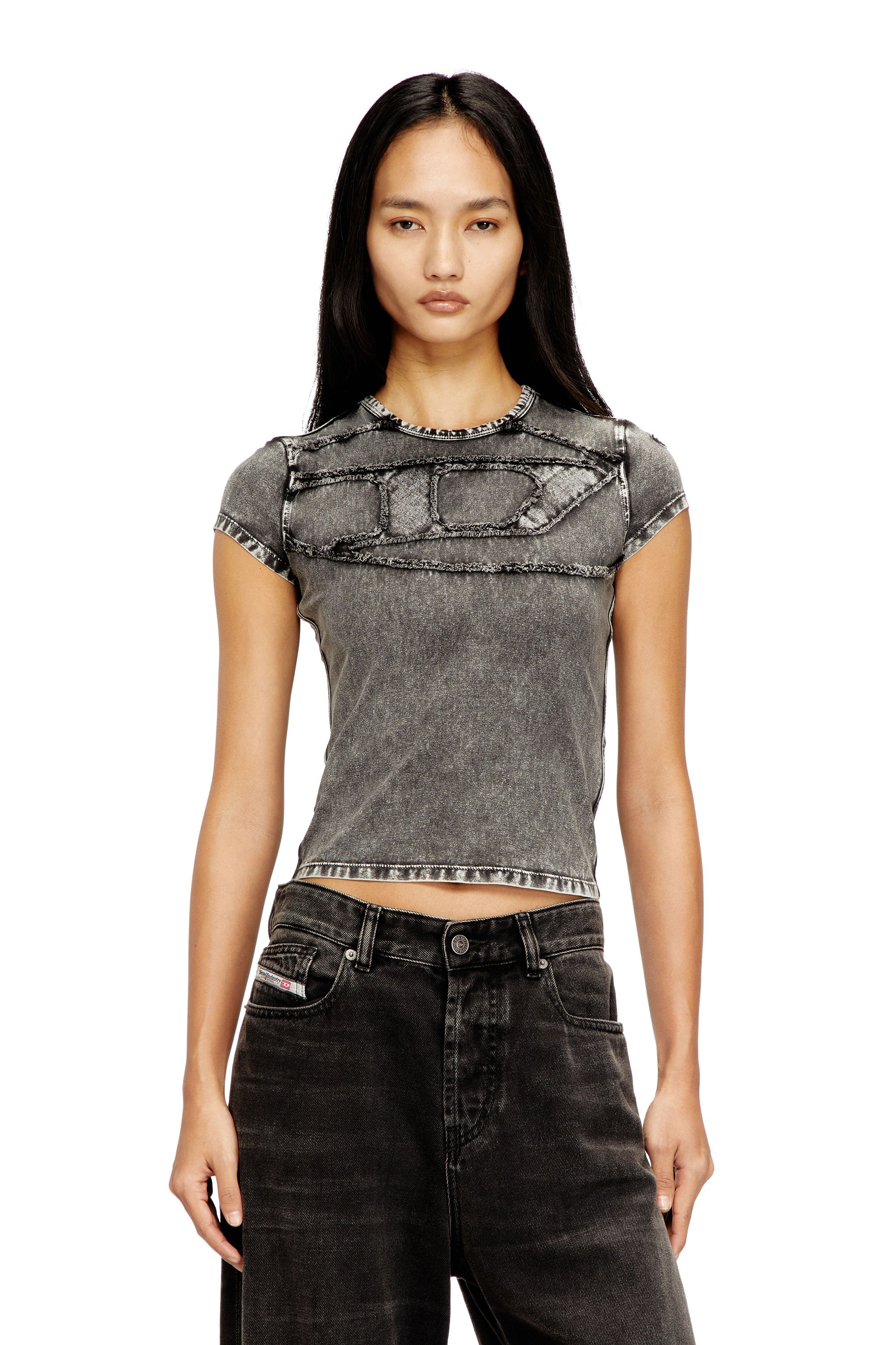 Diesel - T-MELY-CUP, Female's 半袖トップ in グレー - 1