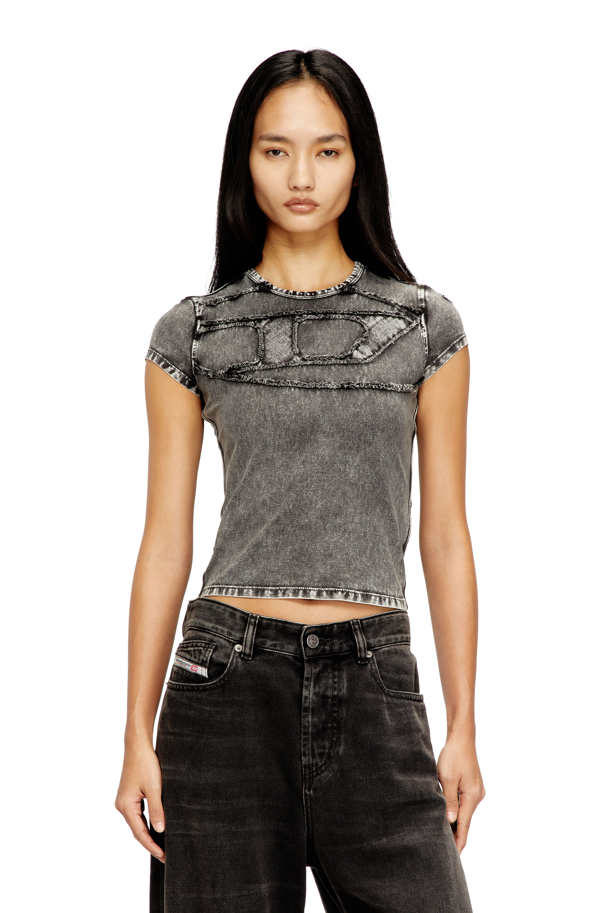 Diesel - T-MELY-CUP, Female's 半袖トップ in グレー - 3