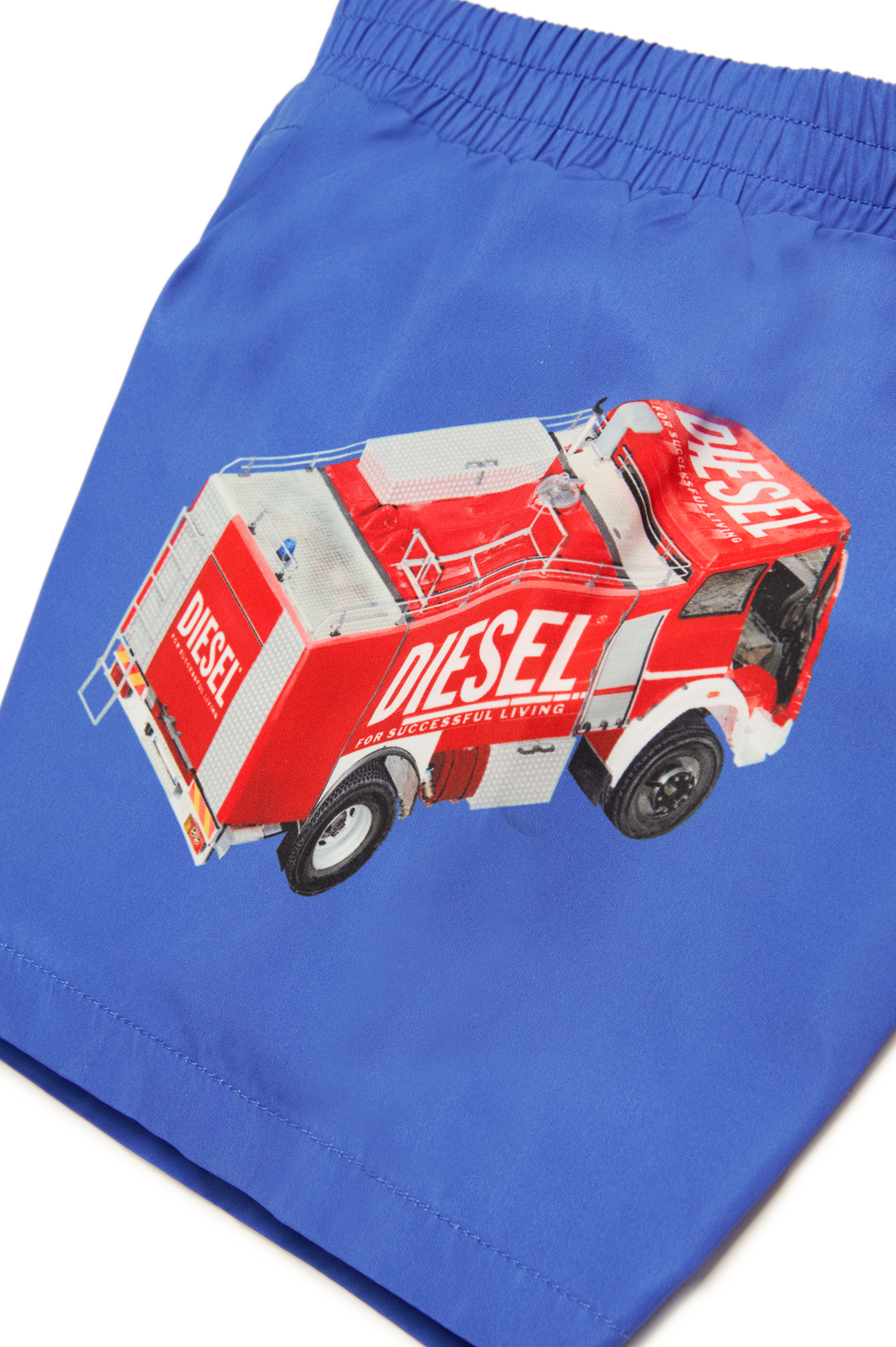 Diesel - MIPERRIB, Male's Swim shorts with fire truck print in ブルー - 4