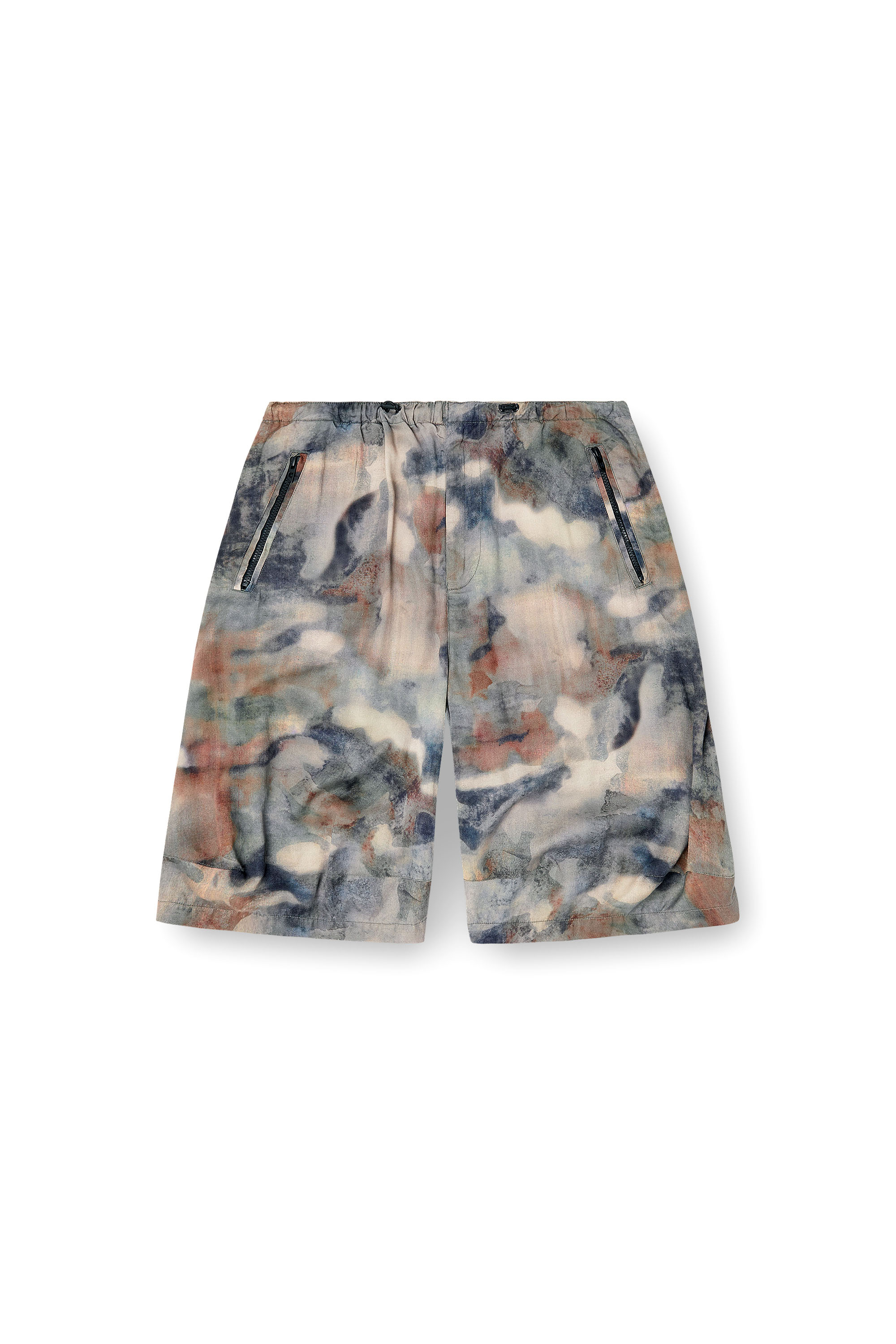 Diesel - P-STITCH-SHORT-TKBZ, Male's Fluid bermuda shorts with all-over camo print in ブルー/ブラウン - 2