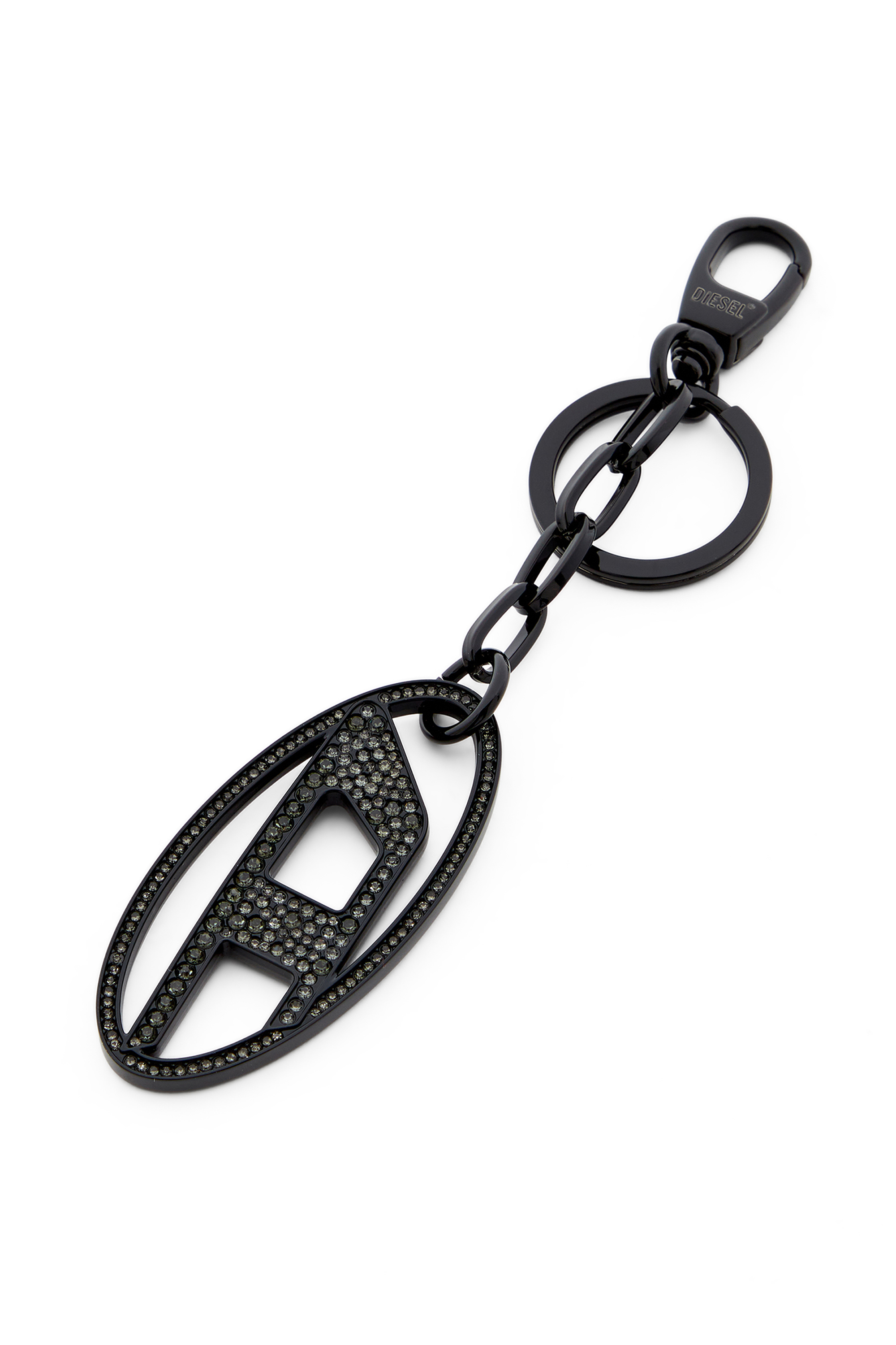 Diesel - HOLY-C, Female's Metal Oval D keyring with crystals in ブラック - 2