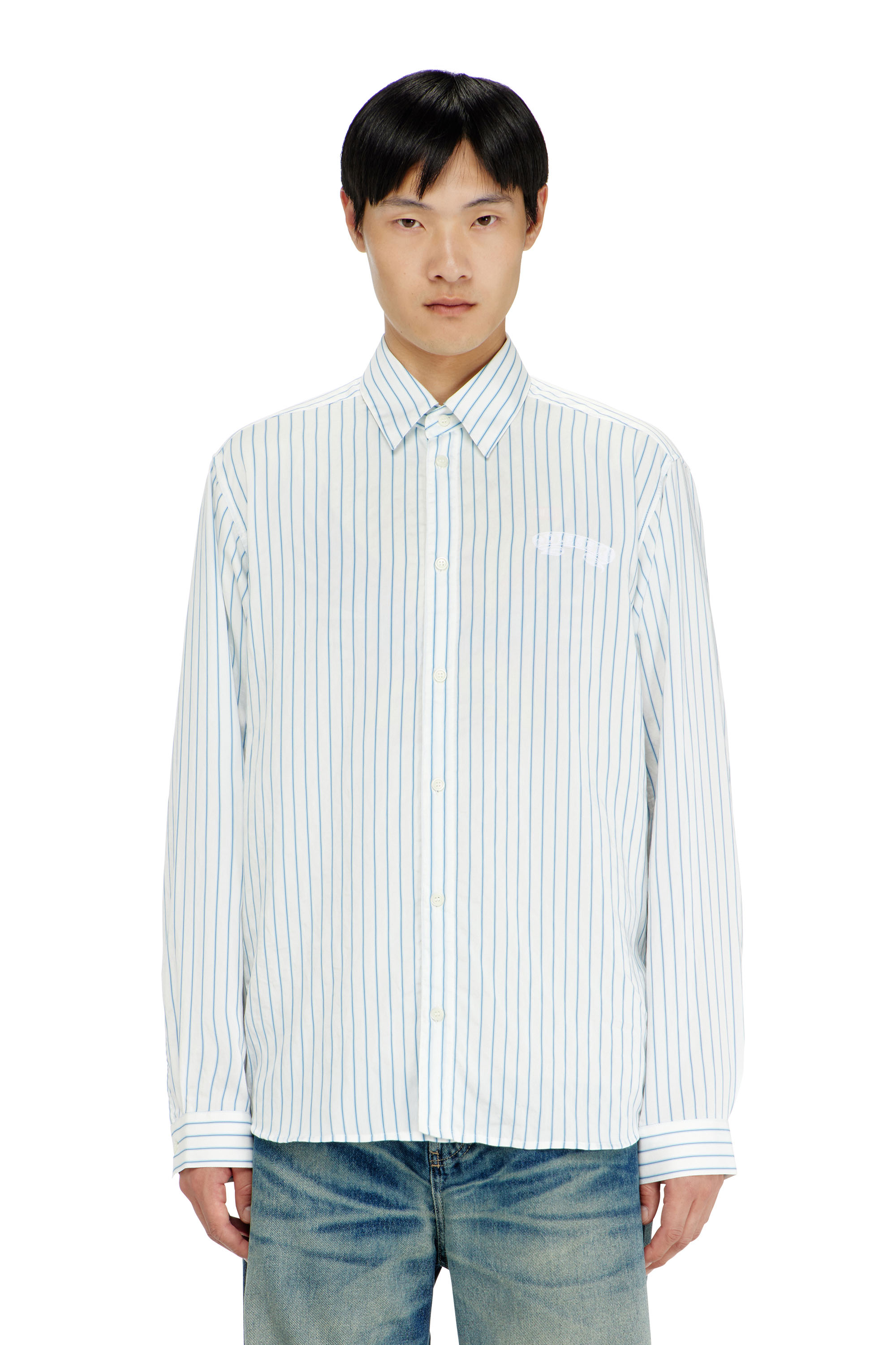 Diesel - S-SIMPLY-AGCL, Male's シャツ in ホワイト/ブルー - 3