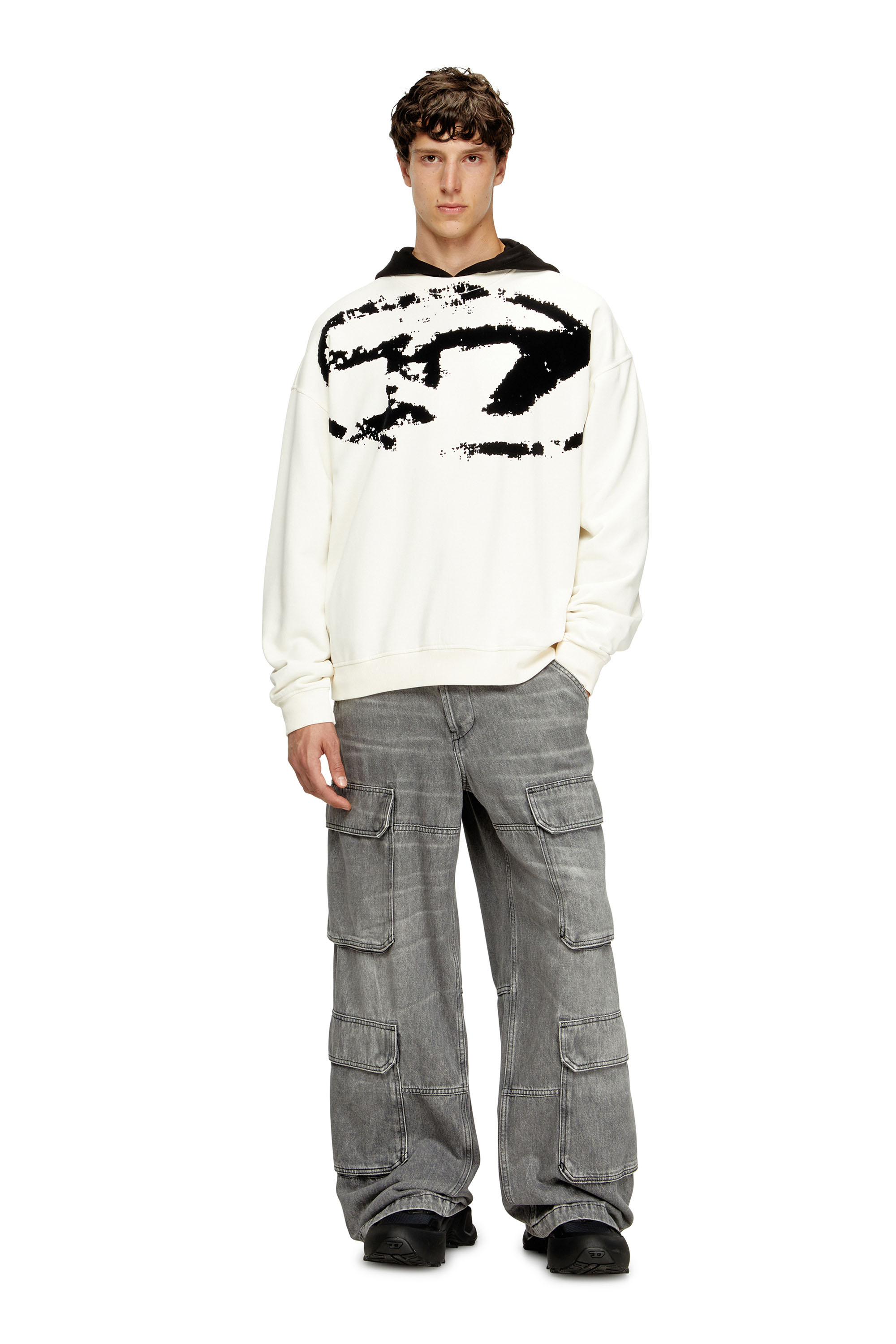 Diesel - S-BOXT-N5, Male's スウェット in ホワイト/ブラック - 2
