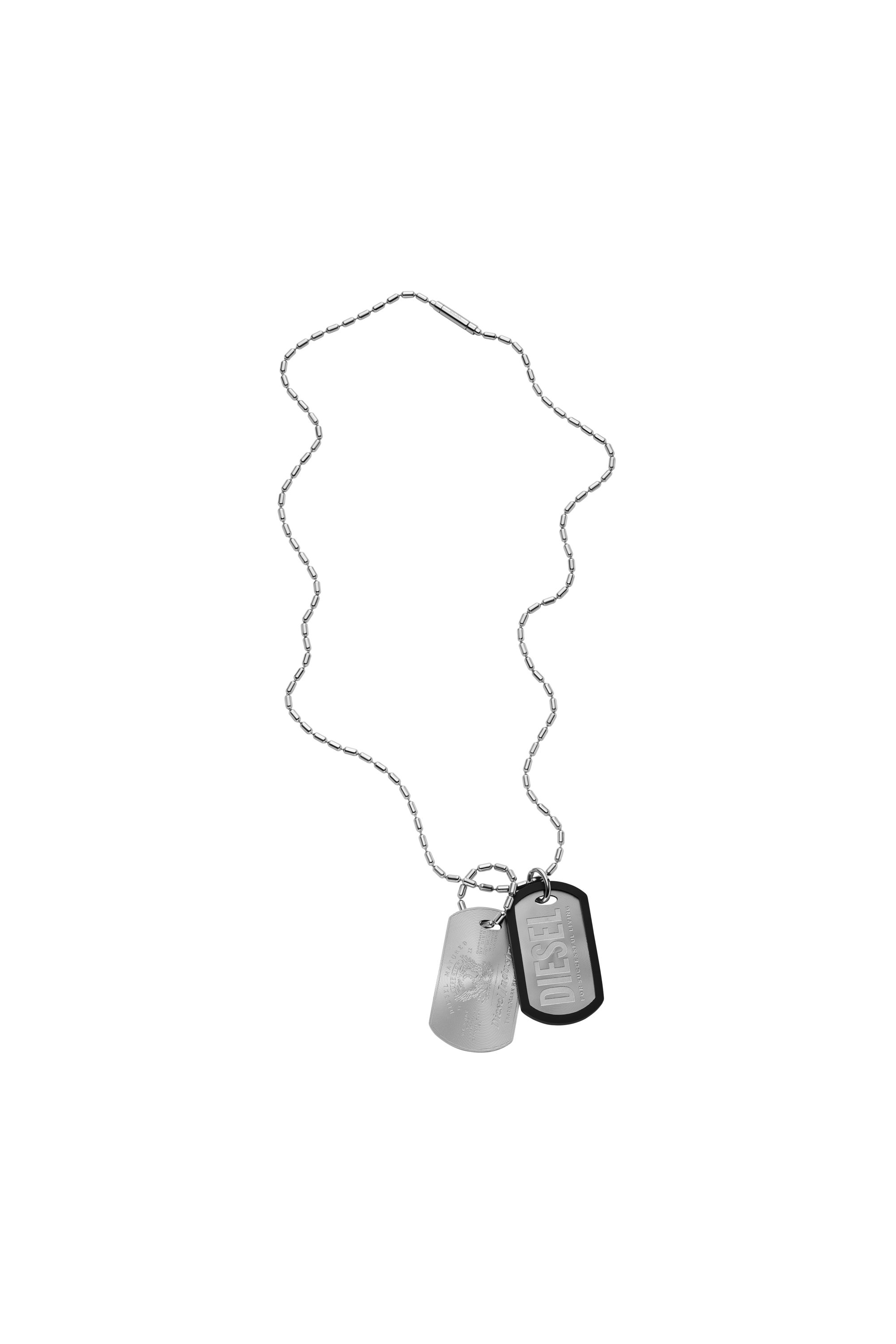 DX1553040 JEWEL Stainless Steel Dog Tag Necklace｜シルバー