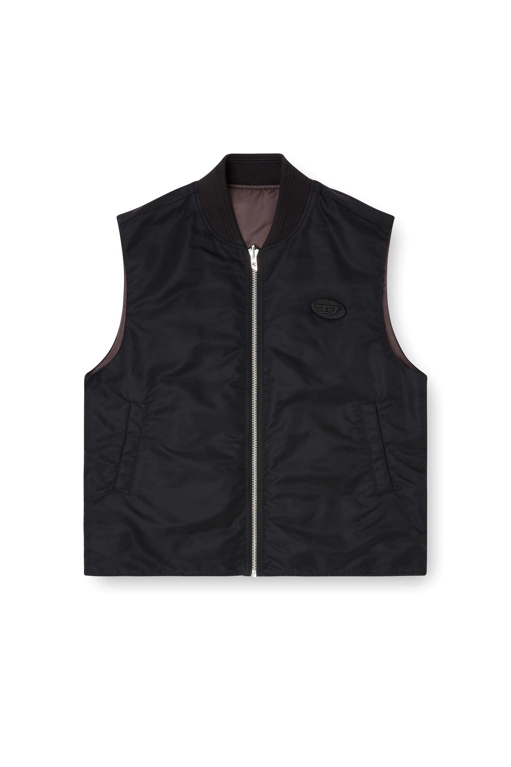 Diesel - W-TYPE-D1-SL, Male's ジップアップベスト in ブラック - 3