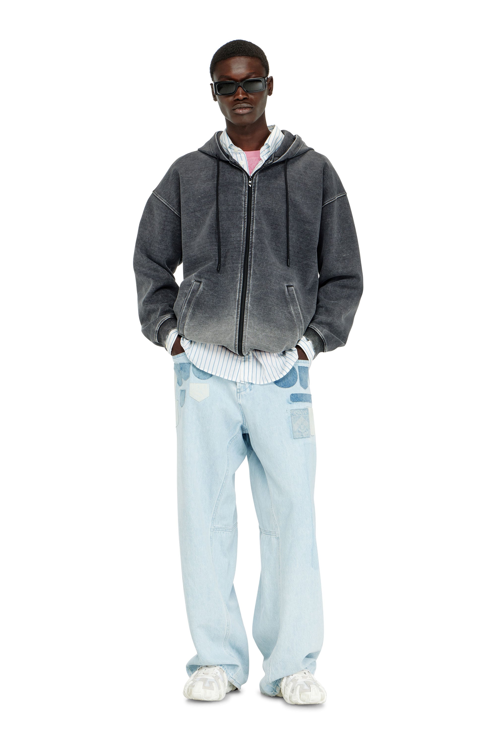 Diesel - S-HERMY-ZIP, Male's ジップアップパーカー in ダークグレー - 2