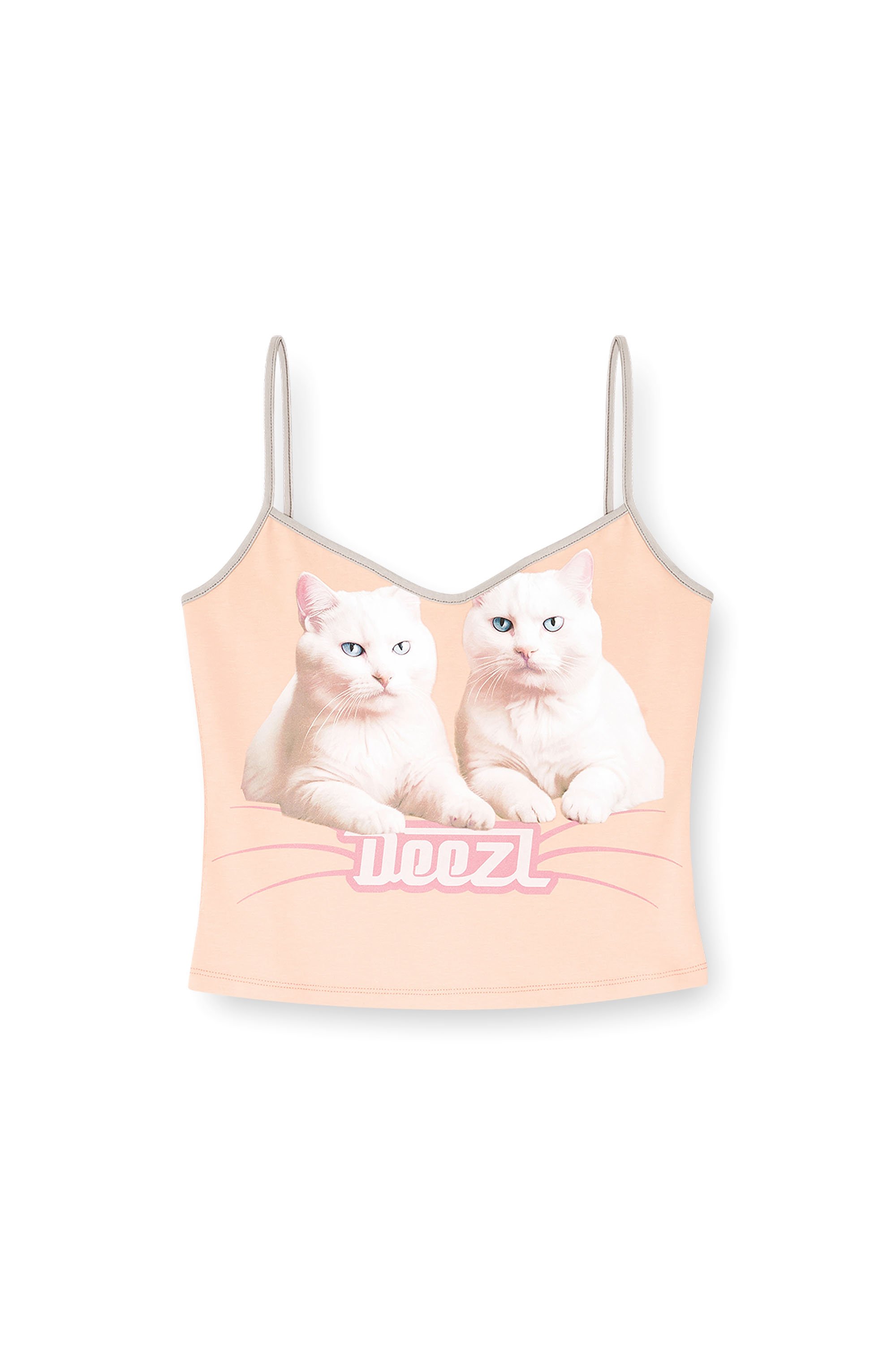Diesel - T-TOP-R2, Female's Cotton top with thin straps in ピンク / ホワイト - 3