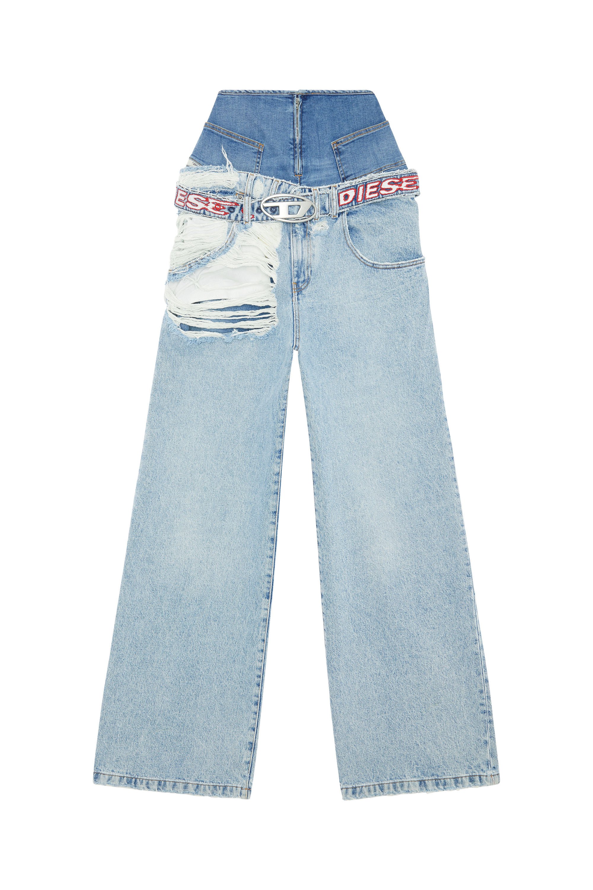 Diesel - Boyfriend Jeans D-Illin 0EMAG, Female's SS23  デニム ボーイフレンド ルーズ ベルト in ライトブルー - 2