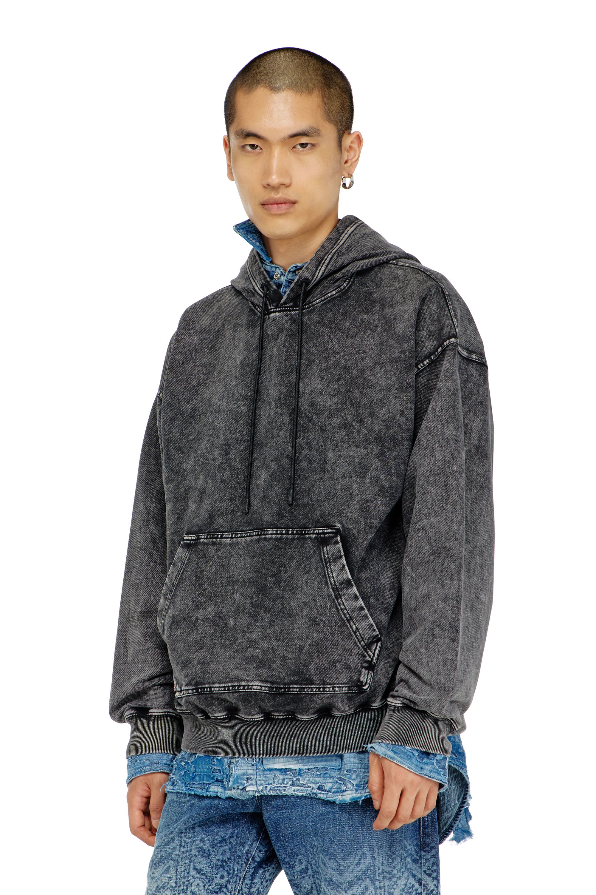 Diesel - S-BOXT-HOOD-TUK, Male's プルオーバーパーカー in ダークグレー - 3