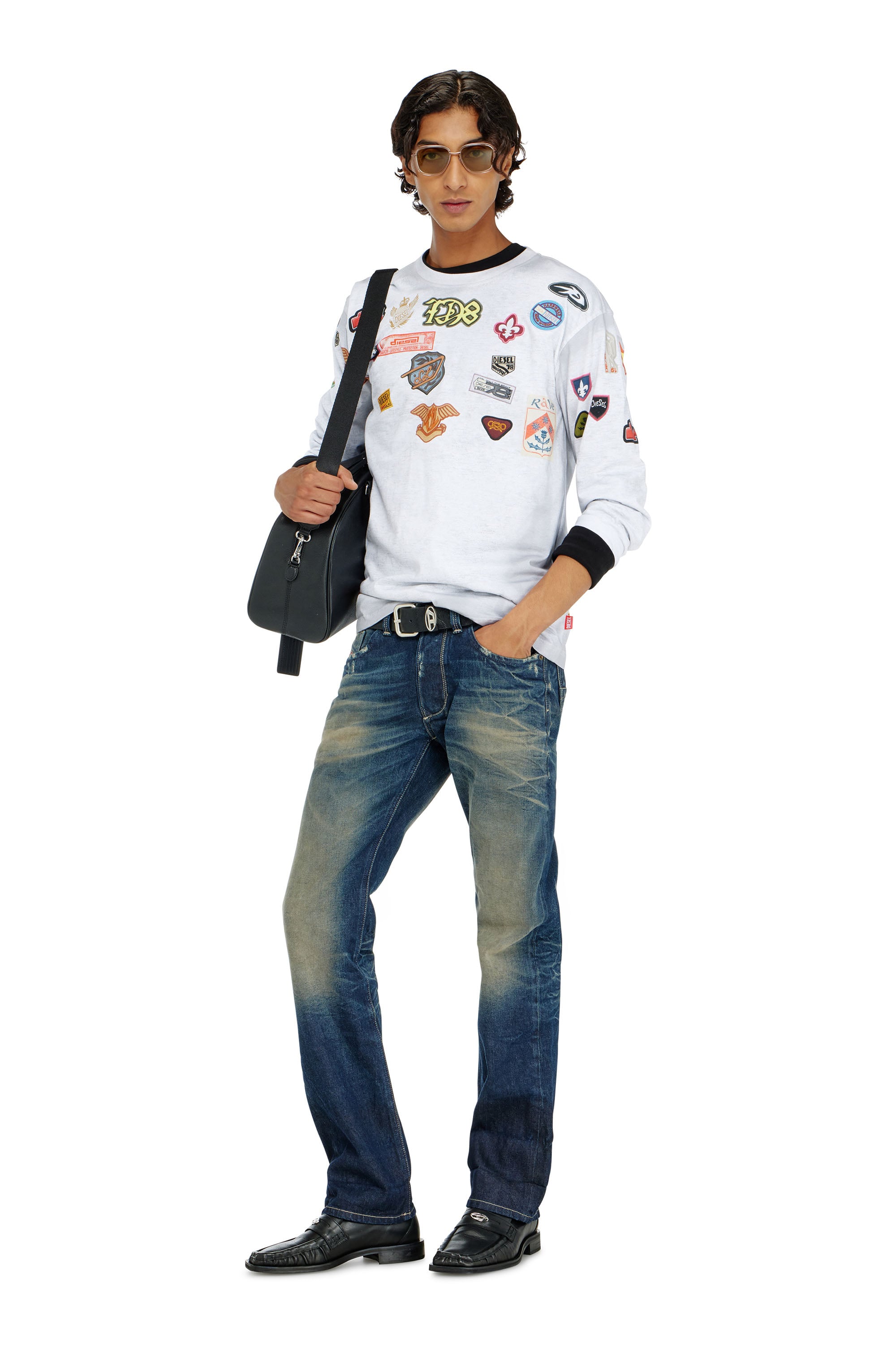 Diesel - T-NORME-LS-PATCHES, Male's 長袖Tシャツ in ホワイト - 2