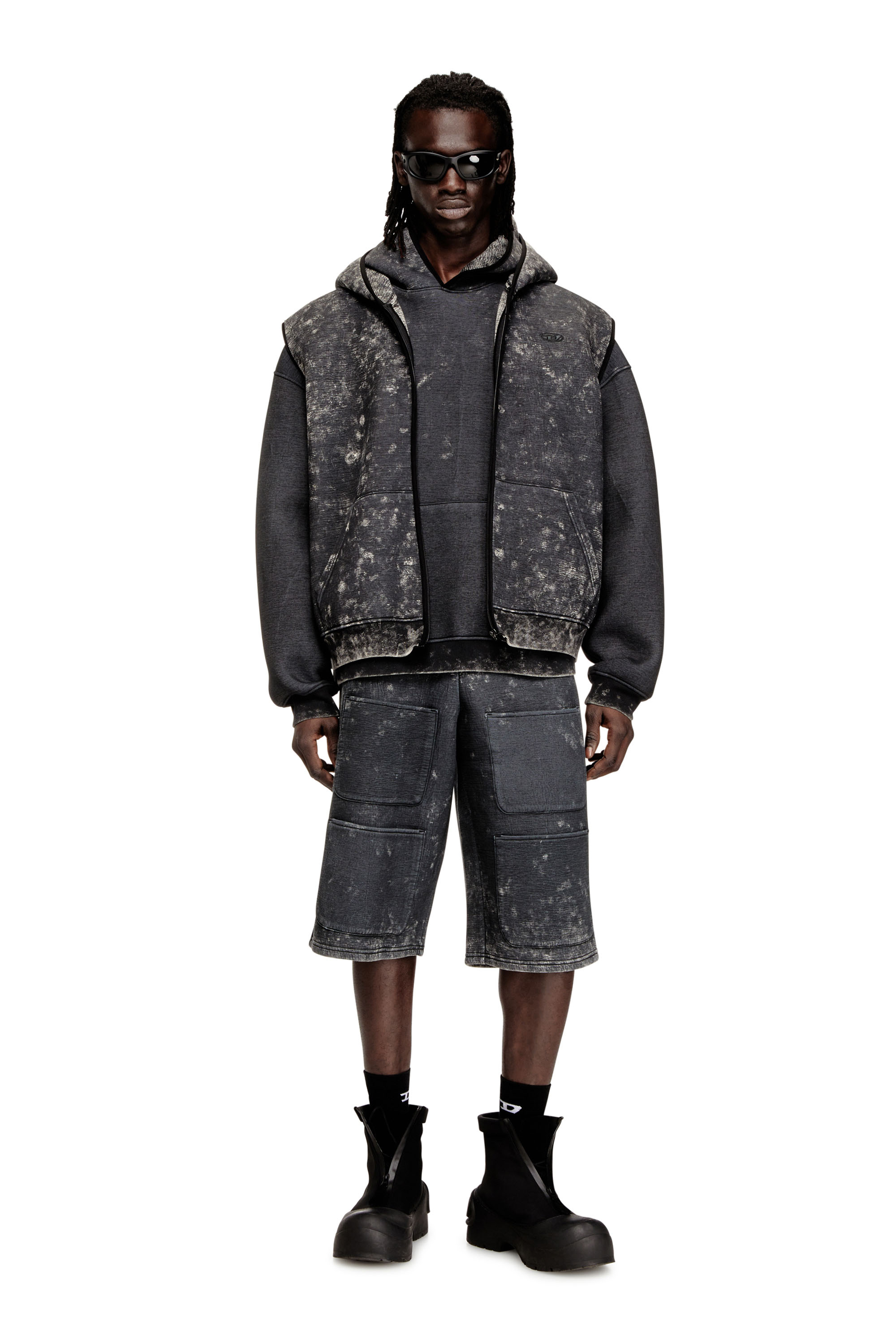 Diesel - S-TYP, Unisex's ハーフパンツ in ブラック/ダークグレー - 4