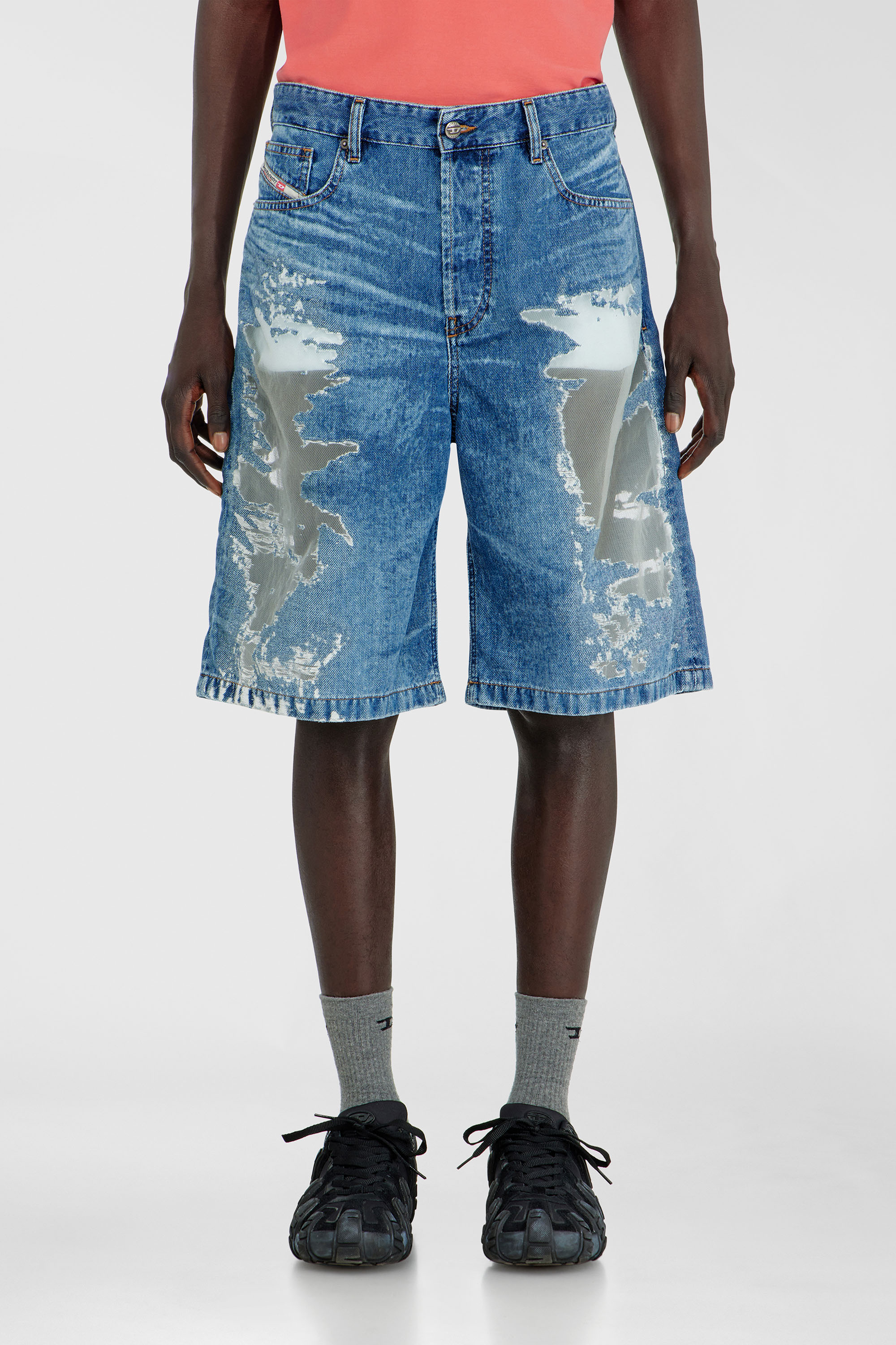 Diesel - PR-DE-SIRE-SHORT, Unisex's Shorts in devor&eacute; denim in ミディアムブルー - 3