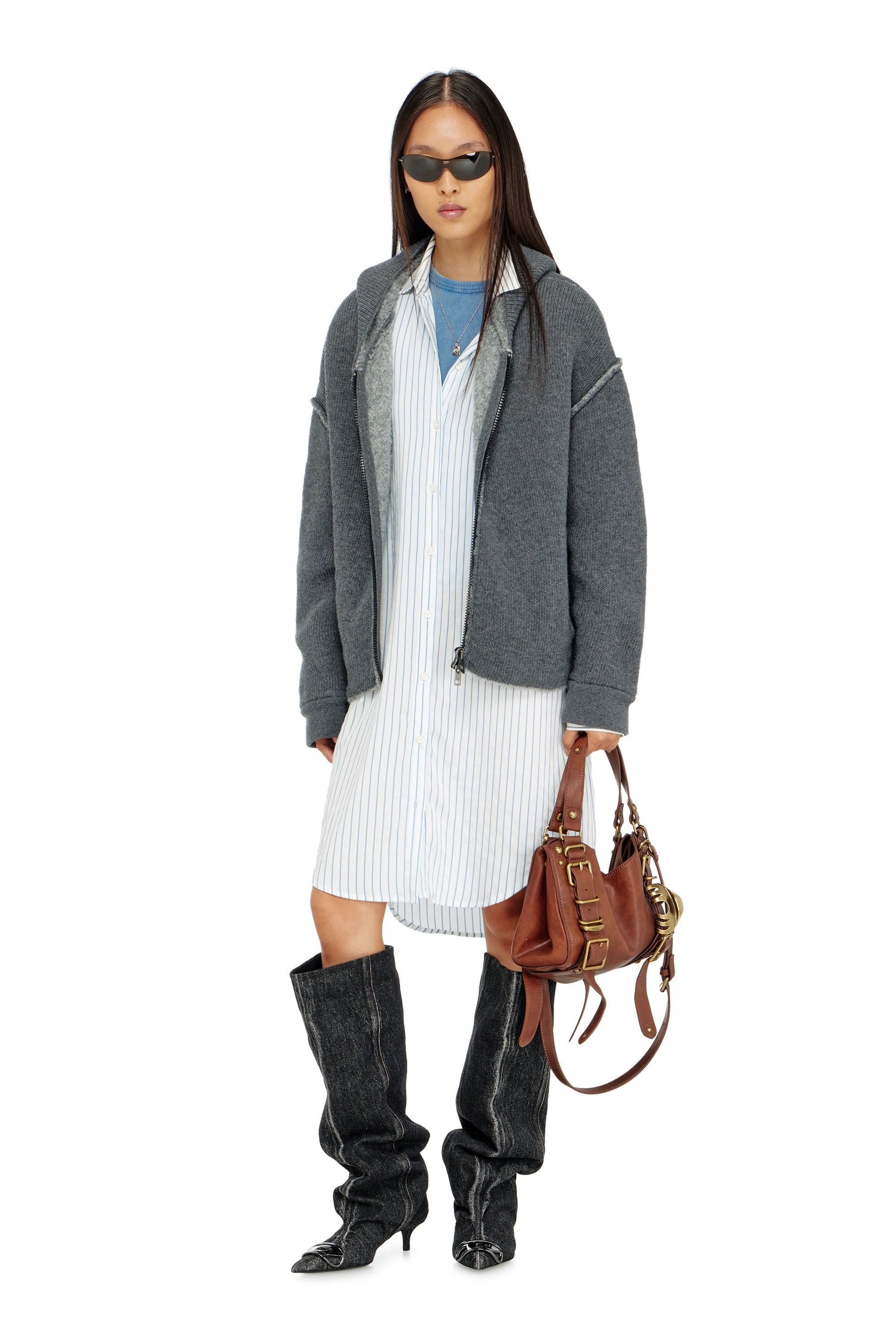 Diesel - M-BOUBLE, Female's ジップアップカーディガン in グレー - 2