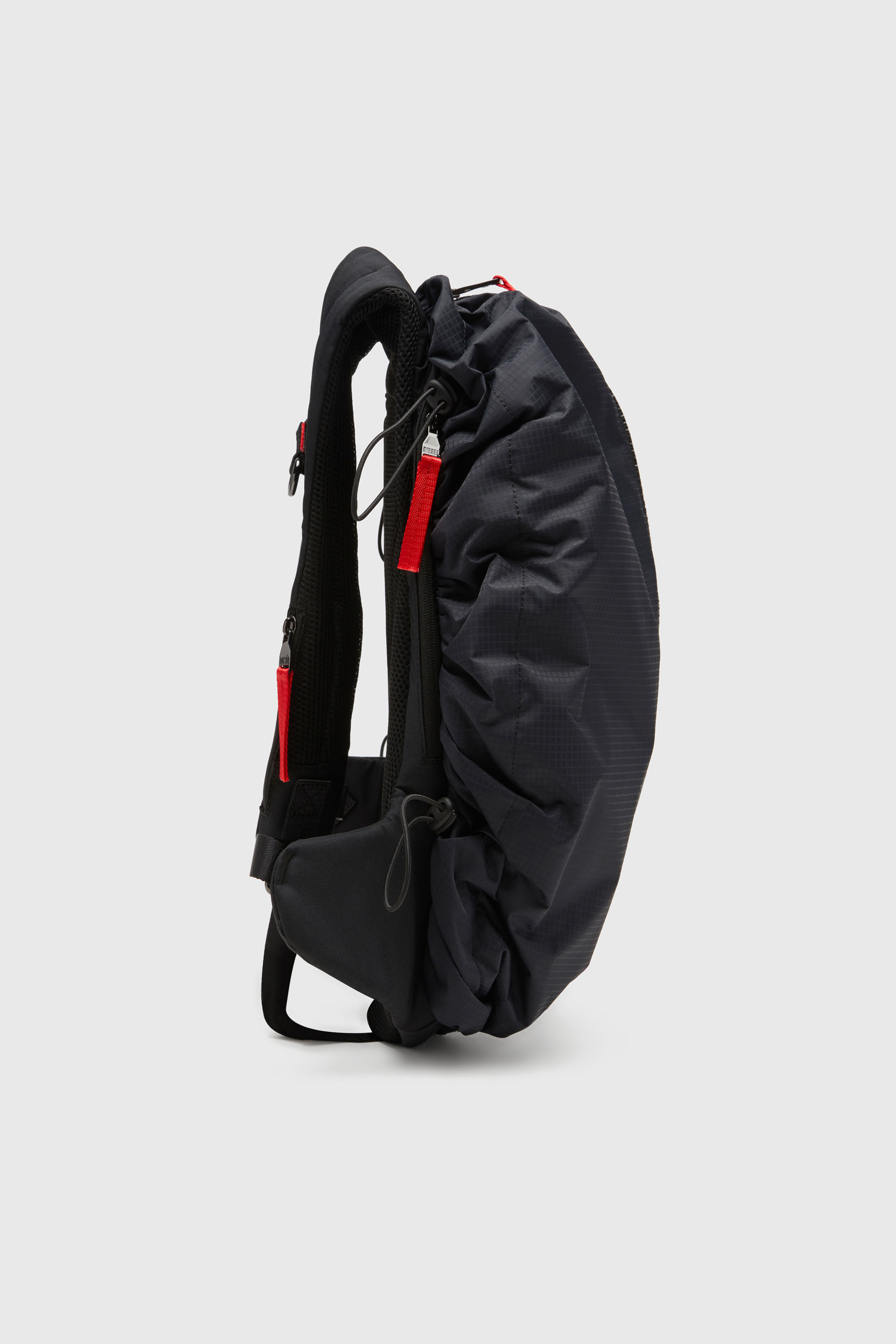 Diesel - ZIP-D BACKPACK X, Male's Zip-D-Backpack in check-jacquard shell in ブラック - 4