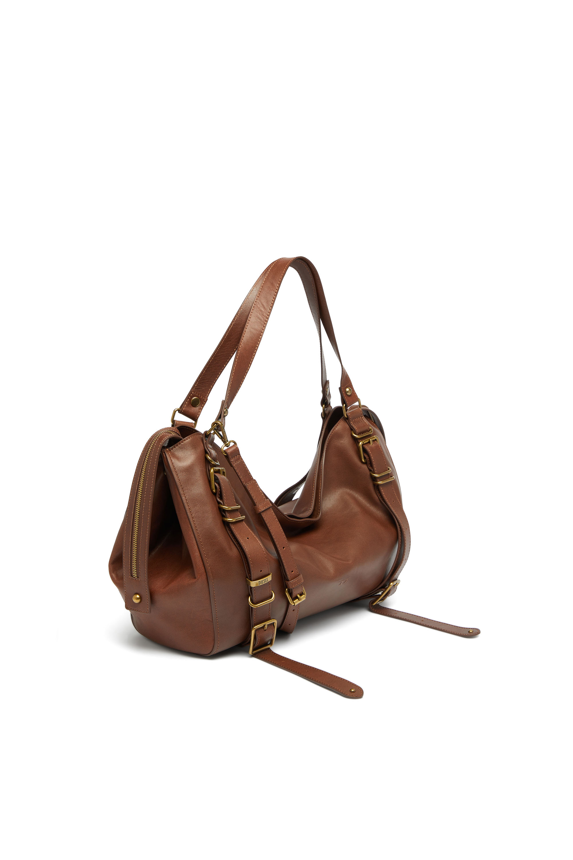 Diesel - D-ONE TOPHANDLE L, Unisex's D-One-Large top-handle bag in treated leather in ブラウン - 4