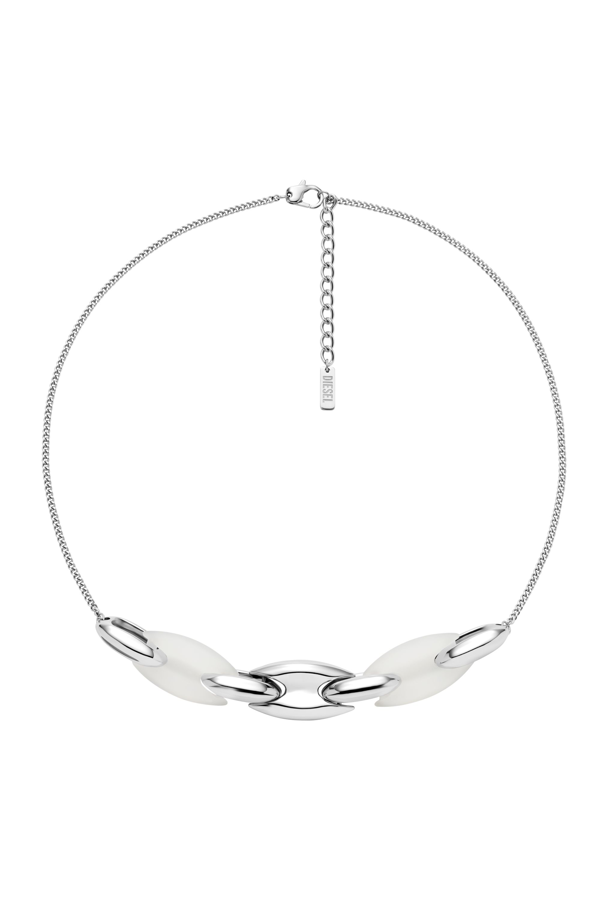 Diesel - DX1616040, Unisex's Stainless Steel and Silicone Metamorph Chain Necklace in シルバー - 1