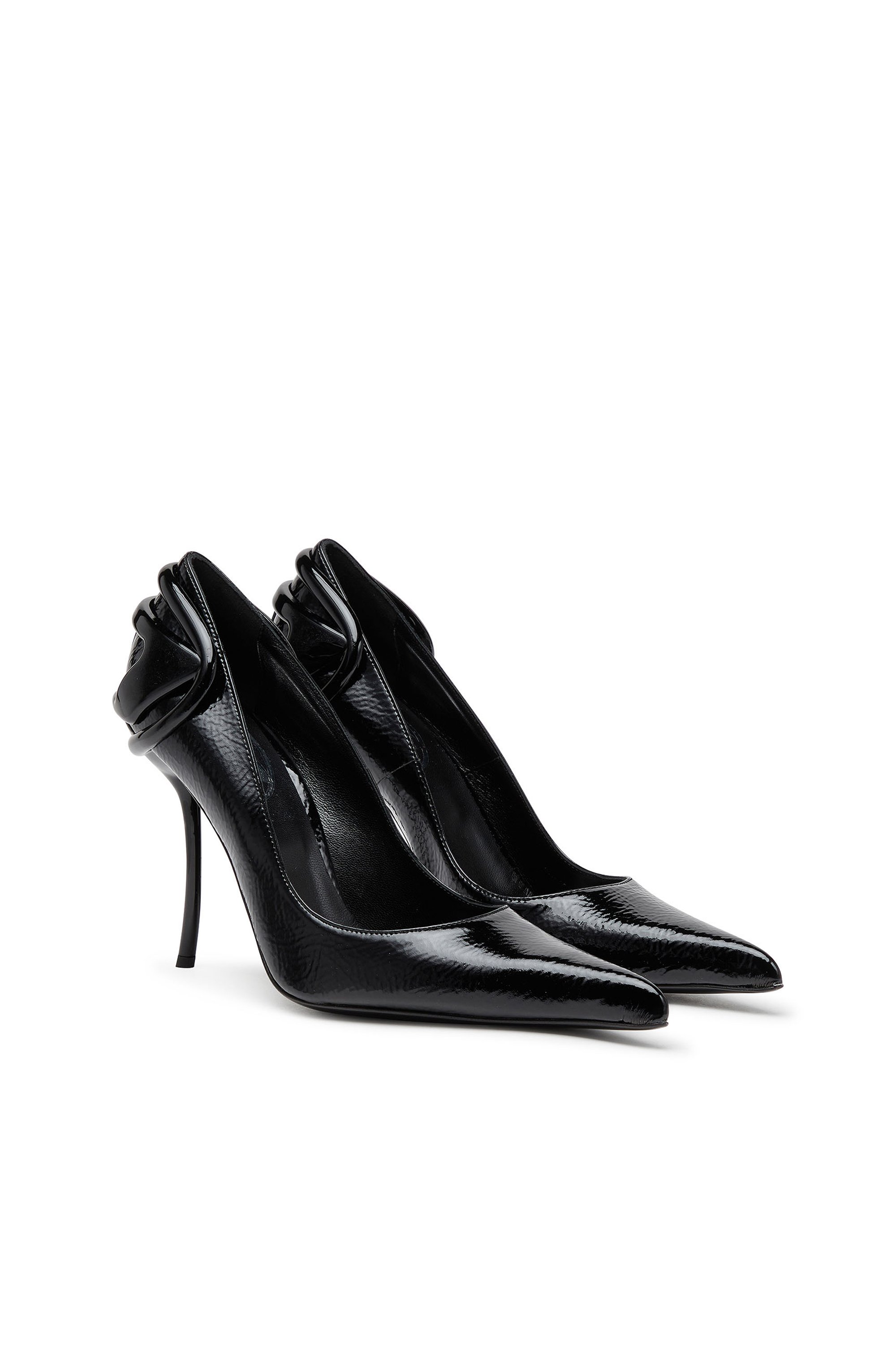 Diesel - D-TEN&HALF P, Female's D-Ten&Half-Glossy pumps with curved heel in ブラック - 3