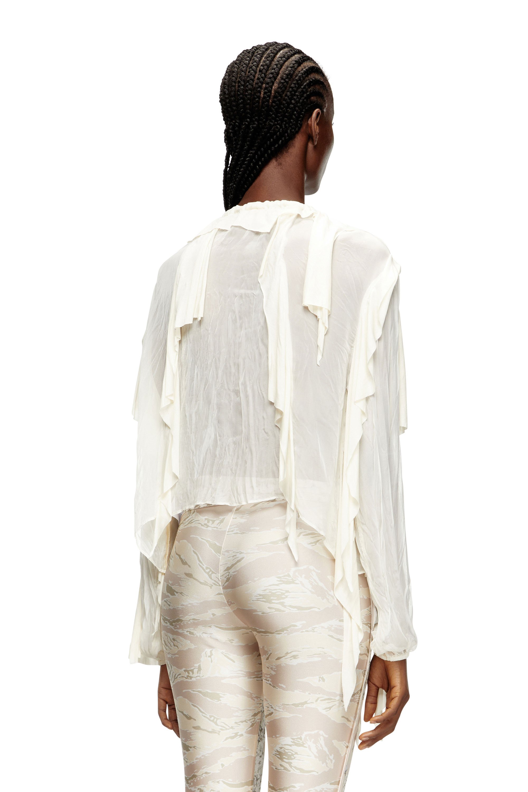 Diesel - C-LASSY, Female's Flounce blouse in crinkled muslin in ホワイト - 4