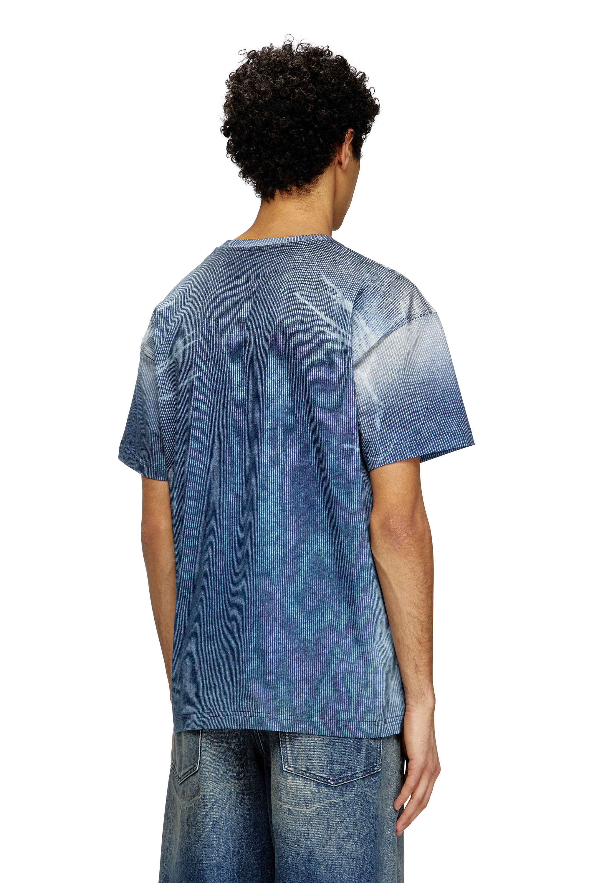 Diesel - T-NORM-R3, Male's T-shirt with rib-knit print in ブルー - 4