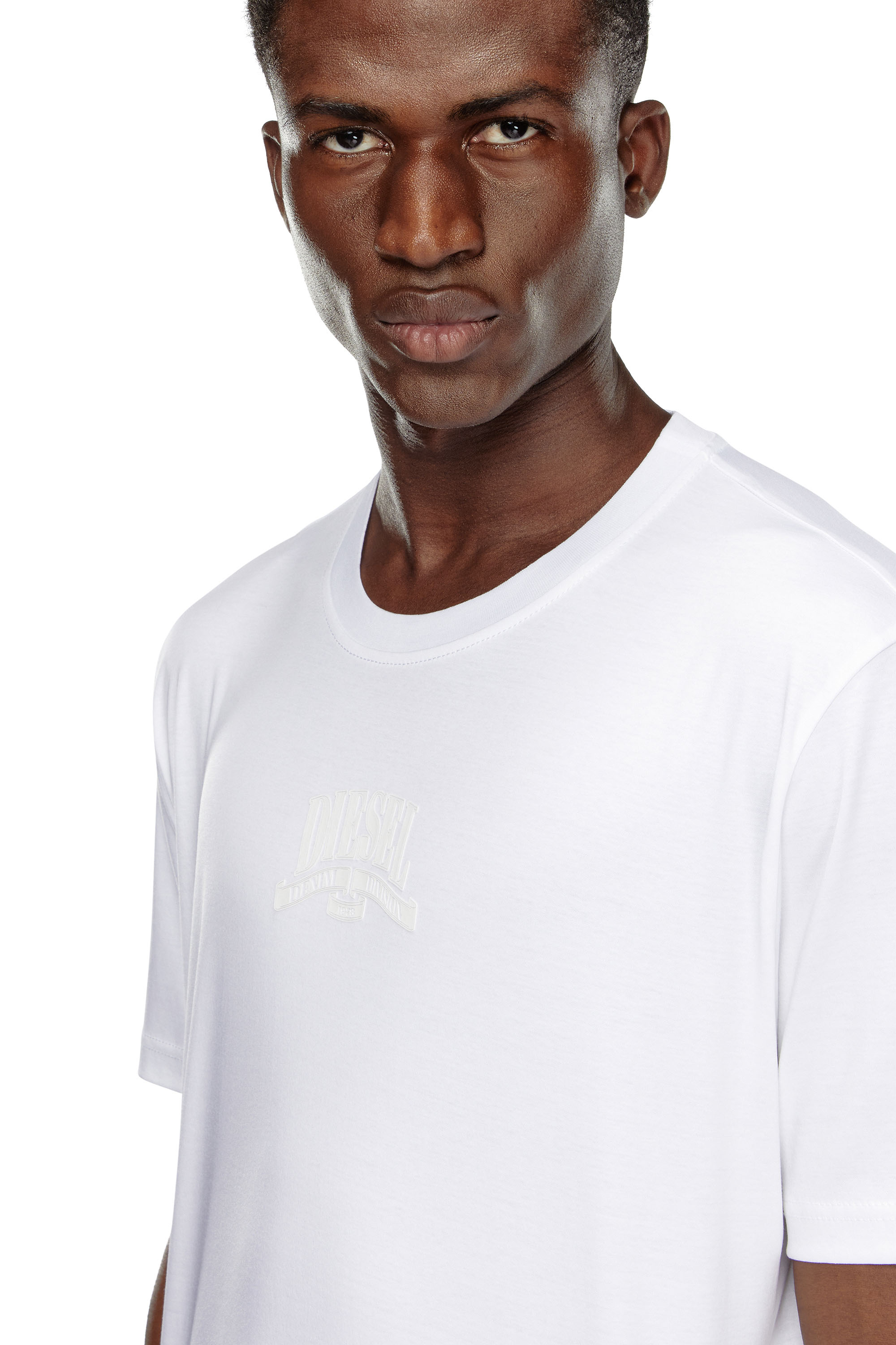 Diesel - T-MADJUST-K1, Male's Interlock T-shirt with tonal Diesel print in ホワイト - 5