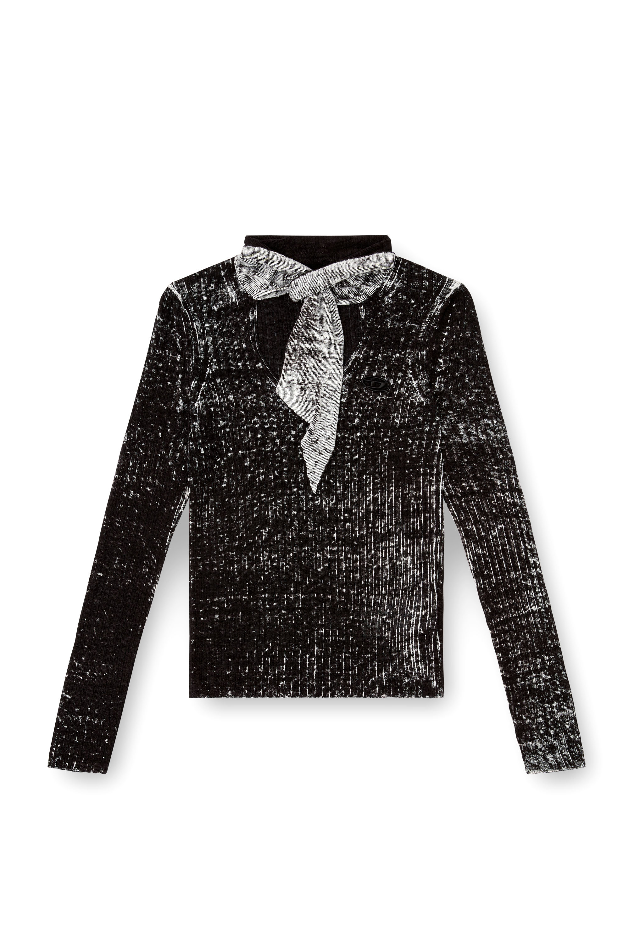 Diesel - M-ELAN, Female's Keyhole neck-tie jumper in linen in ブラック - 3