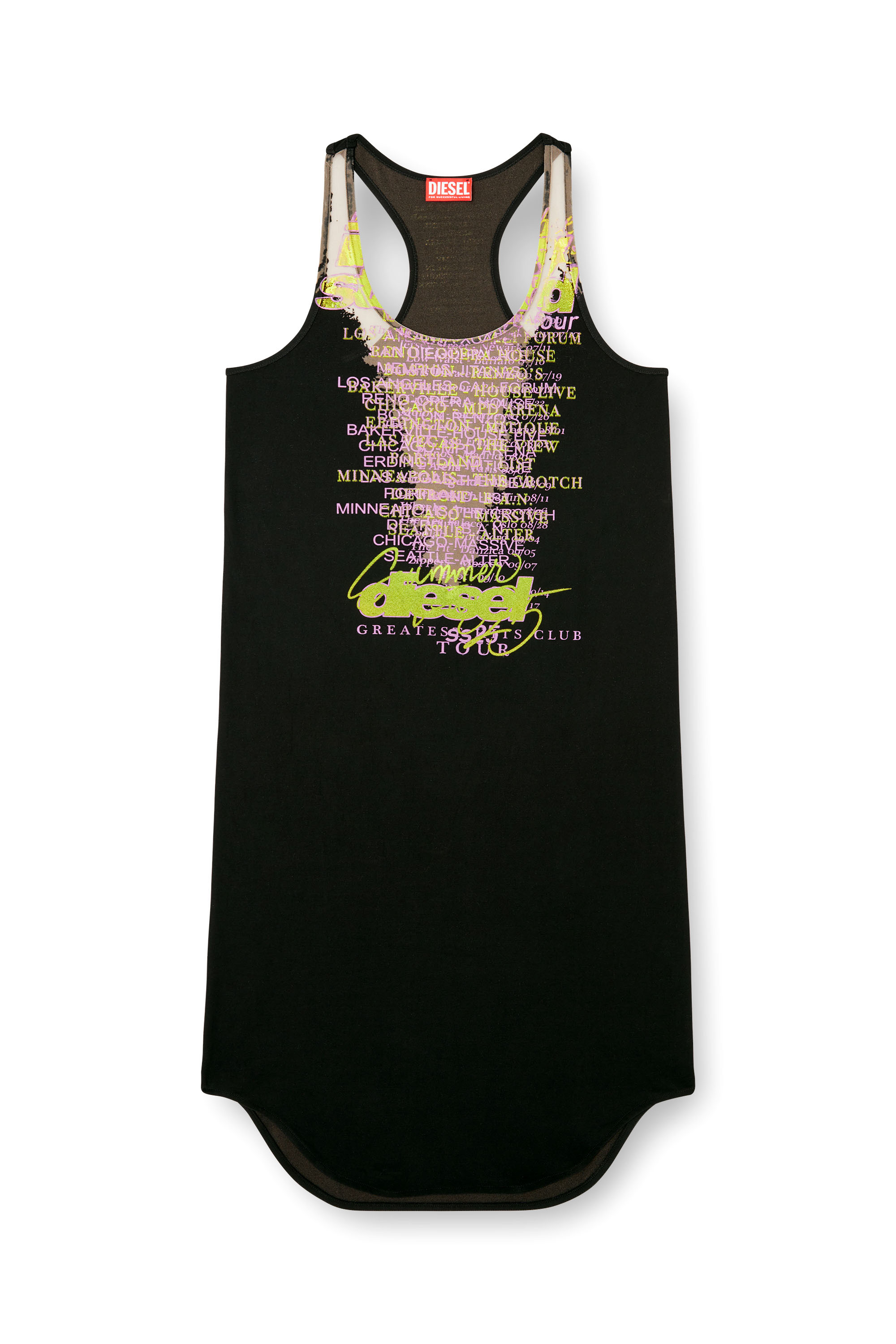 Diesel - D-SHANY-LONG, Female's Sleeveless tank dress with lyrics print in ブラック - 2