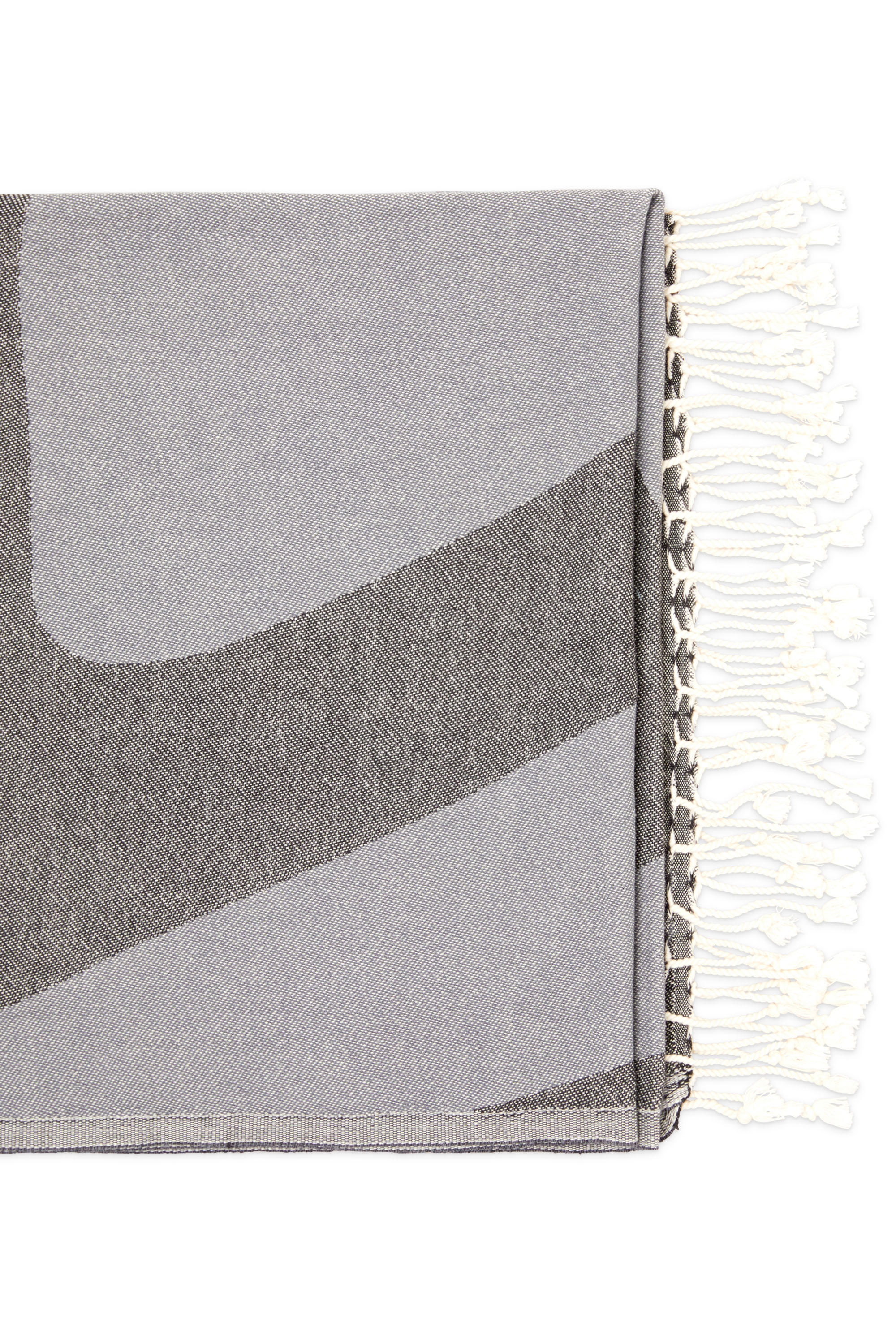 Diesel - D-WRAP-TOWEL, Male's Fringed beach towel with Oval D logo in グレー - 3