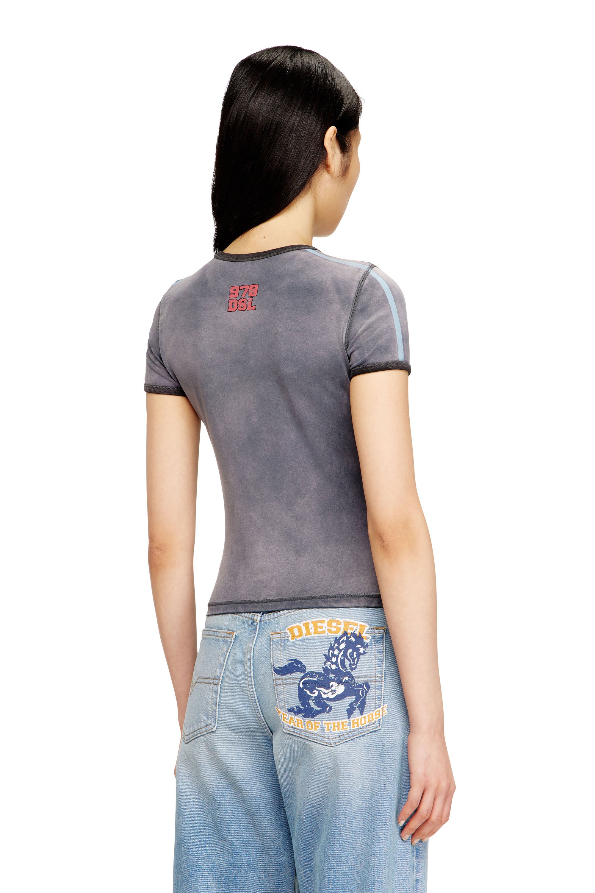 Diesel - CL-T-UNCUTIE-HORSE, Female's Cotton stretch T-shirt with horse graphic print in ブラック - 4