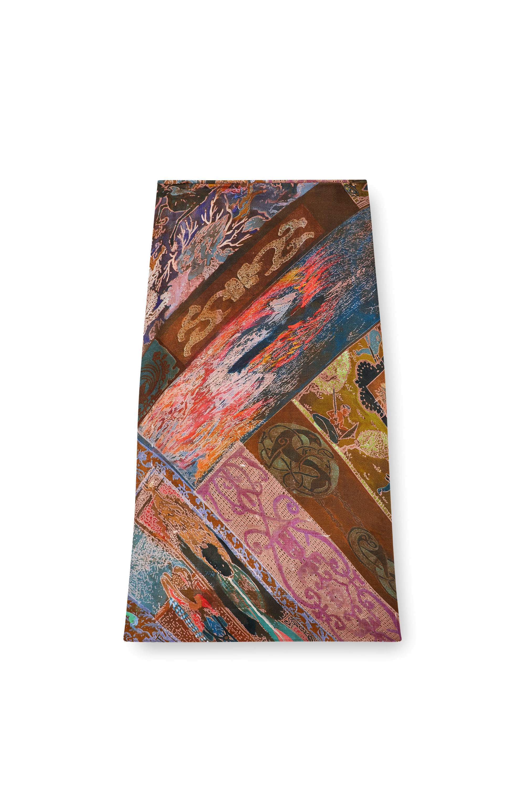 Diesel - O-RCHID, Female's Viscose midi skirt with Heraldic print in ブラウン - 3