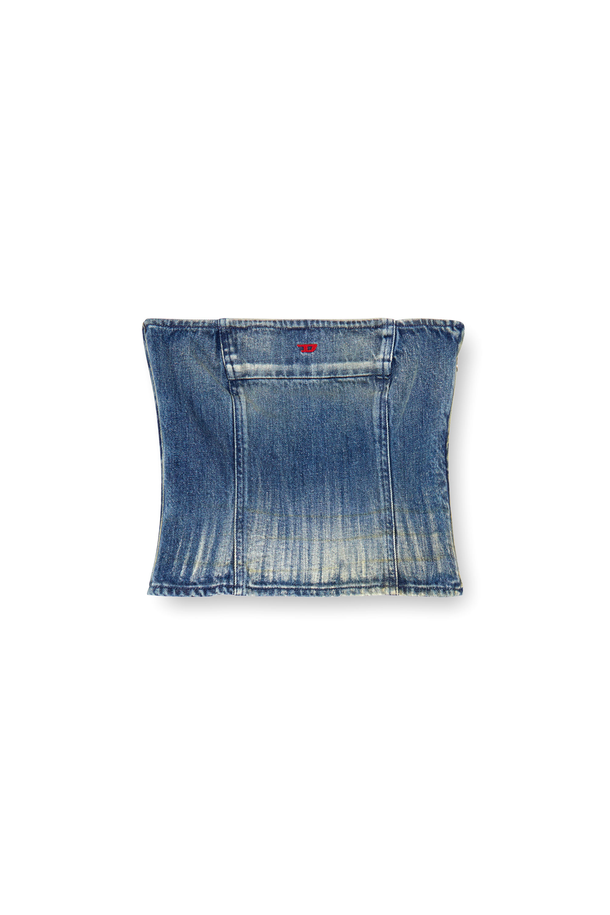 Diesel - DE-VILLE, Female's Tube top in dirt-wash denim in ミディアムブルー - 3