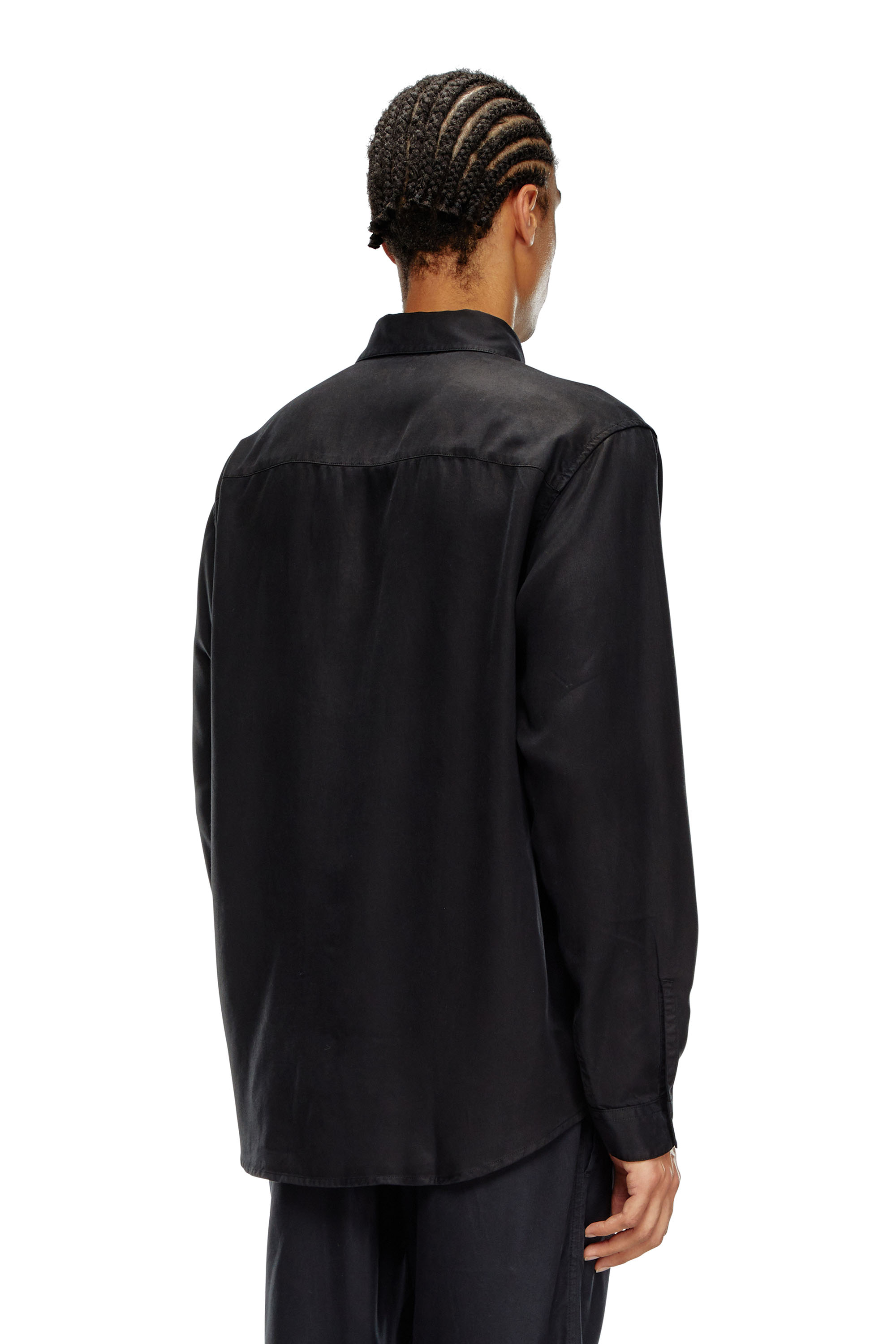 Diesel - S-SIMPLY-C, Male's Fluid shirt with logo embroidery in ブラック - 4
