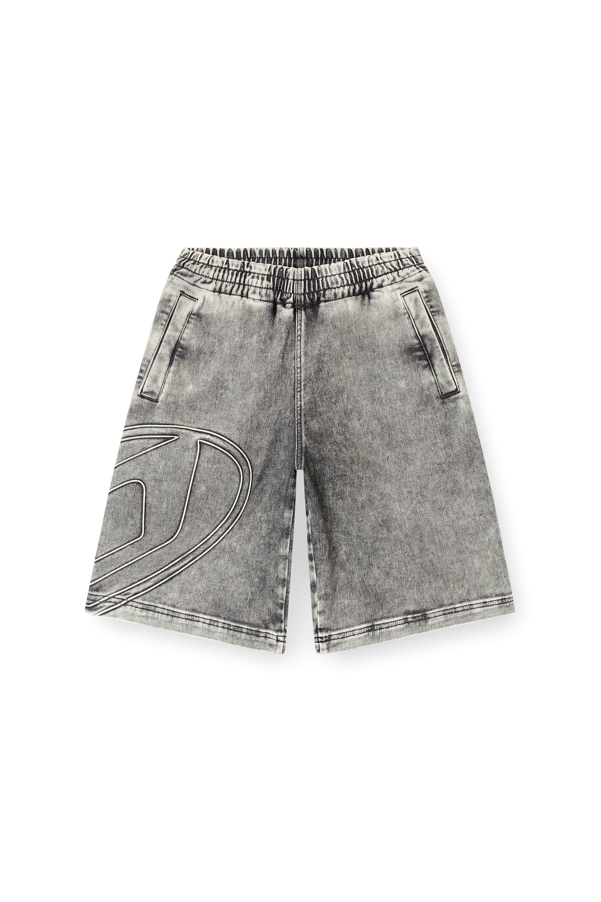 Diesel - D-ENNY-S TRACK, Unisex's Track Denim bermudas with Oval D in グレー - 2