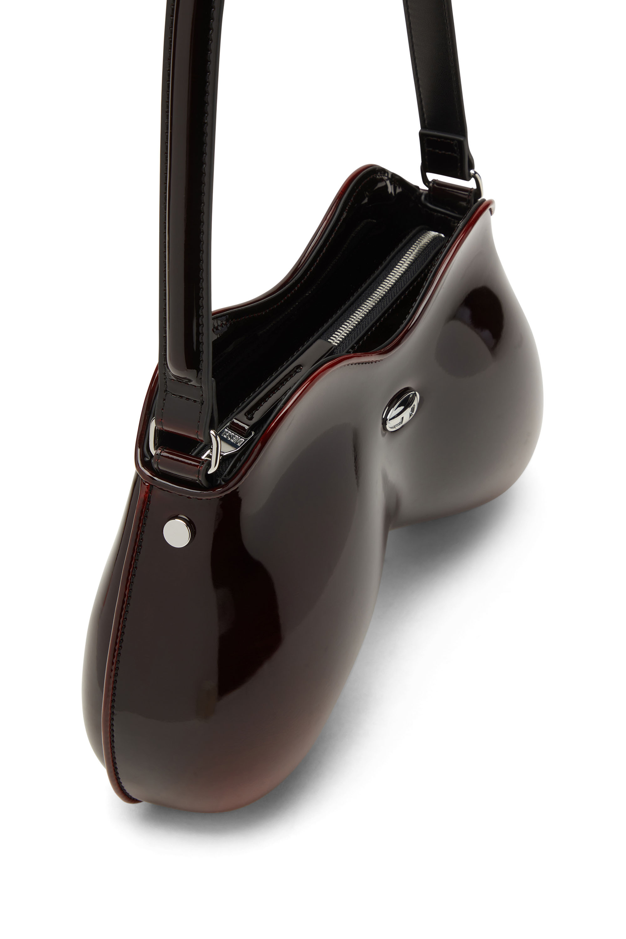 Diesel - DOUBLE-D SHOULDER, Female's Double-D-Rigid shoulder bag in dégradé glossy PU in バーガンディー - 4