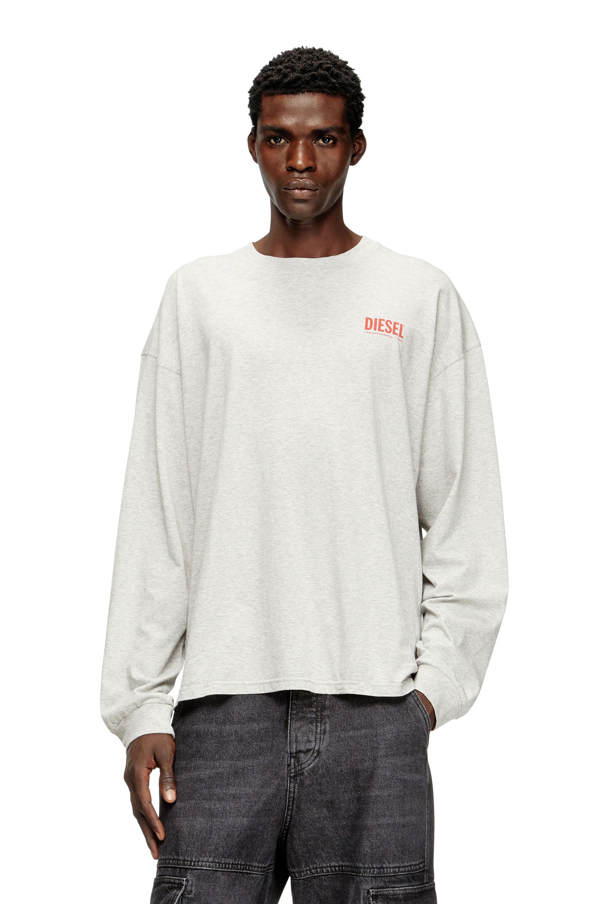 Diesel - T-BOXT-LS-BISK, Male's 長袖Tシャツ in ライトグレー - 1