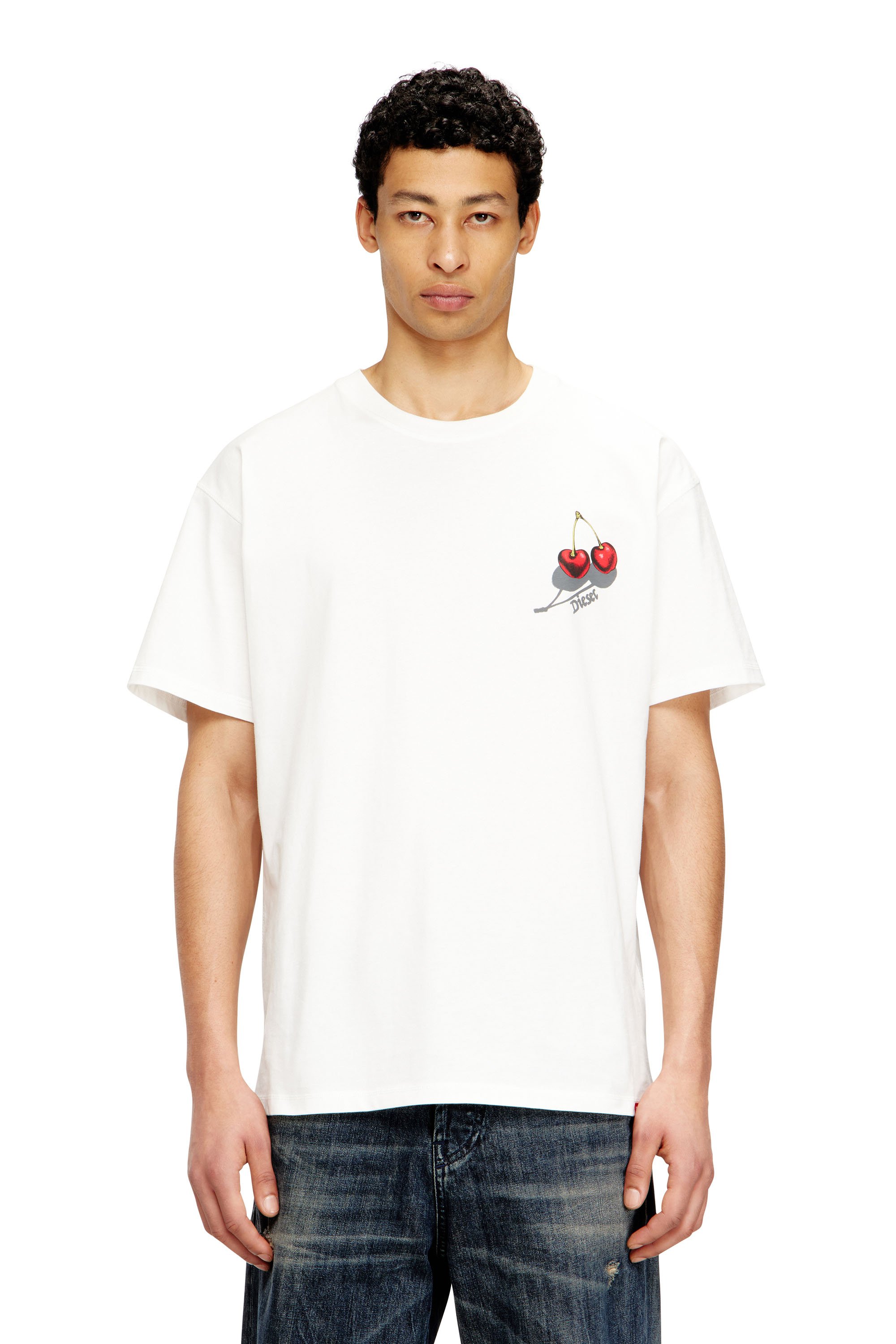 Diesel - SV-T-NORM-CHER, Unisex's Cotton T-shirt with cherry graphic in ホワイト - 3