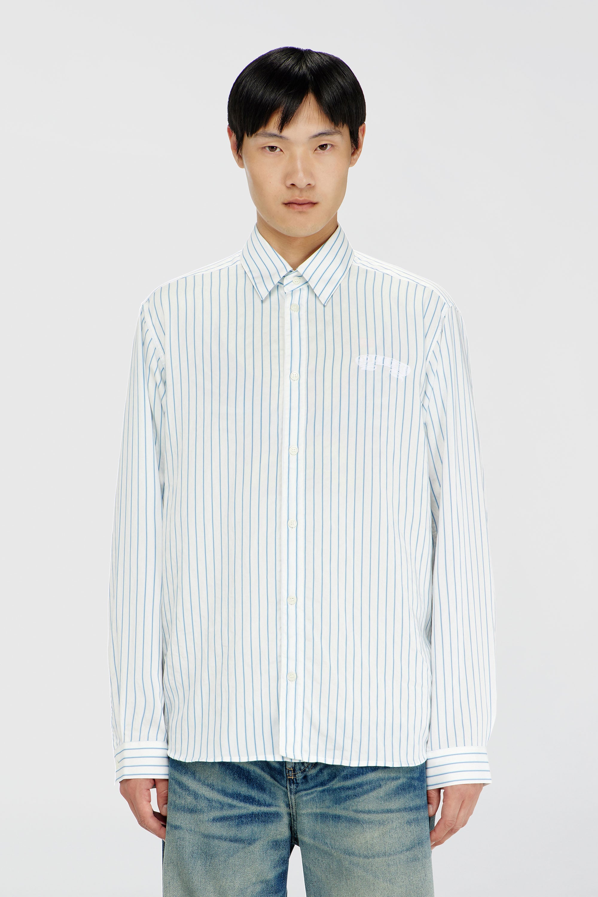 Diesel - S-SIMPLY-AGCL, Male's シャツ in ホワイト/ブルー - 1