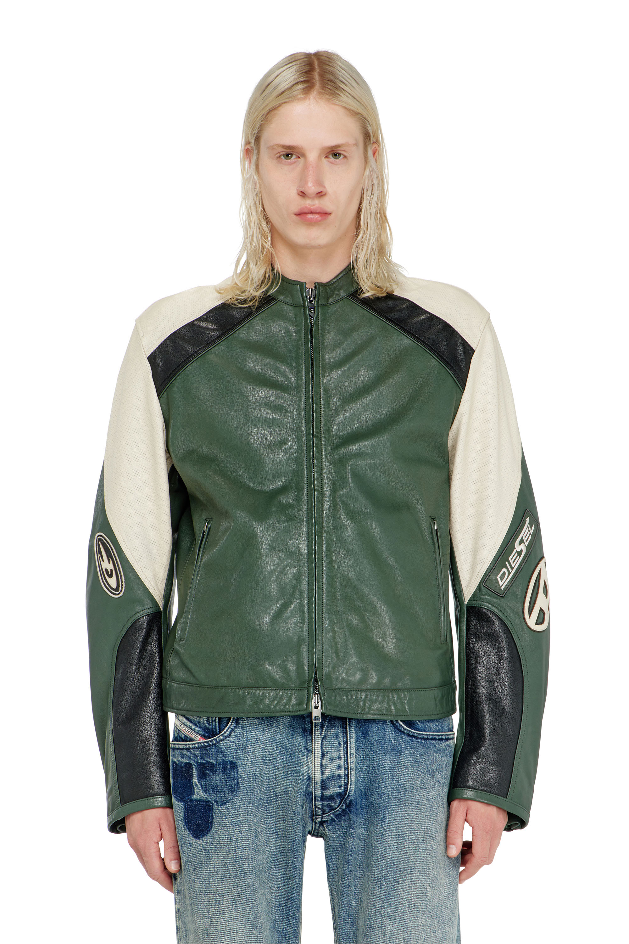 Diesel - L-AHTI, Male's レザージャケット in ベージュ/ブラック - 6