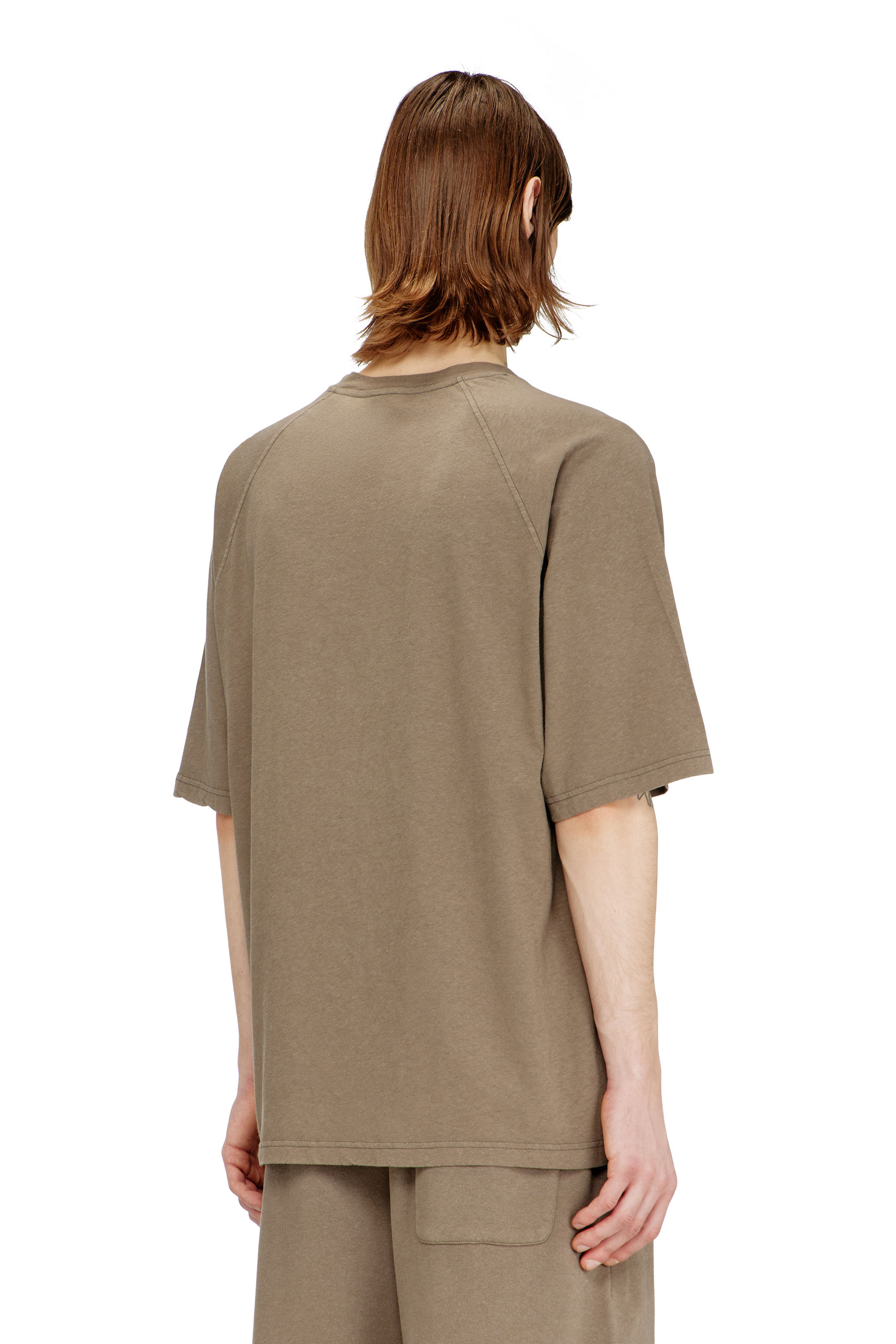 Diesel - T-JUSSI-A, Male's Printed T-shirt in cotton and hemp in ベージュ - 4