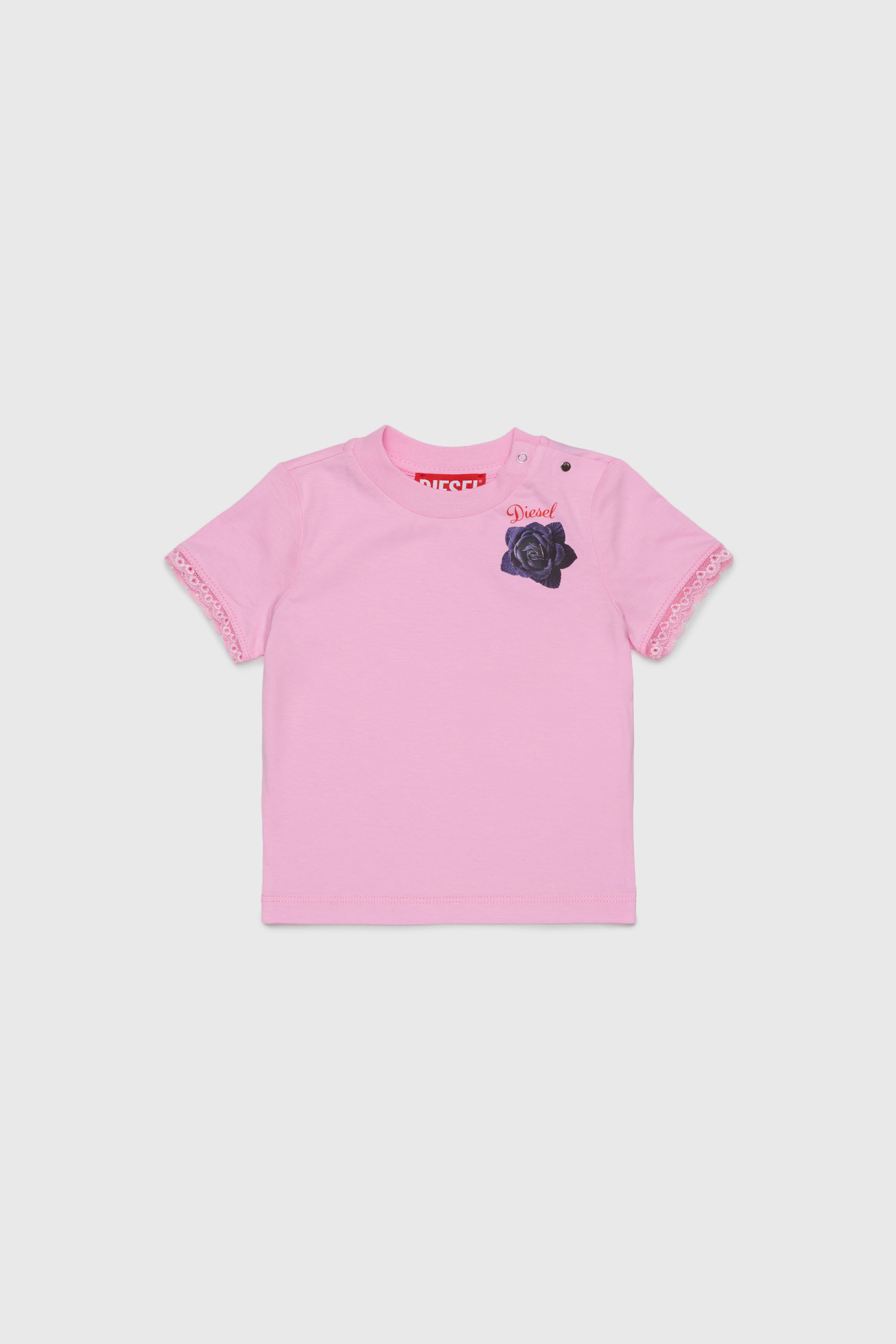 Diesel - TROSEZB, Female's Tシャツ in ピンク / ホワイト - 1