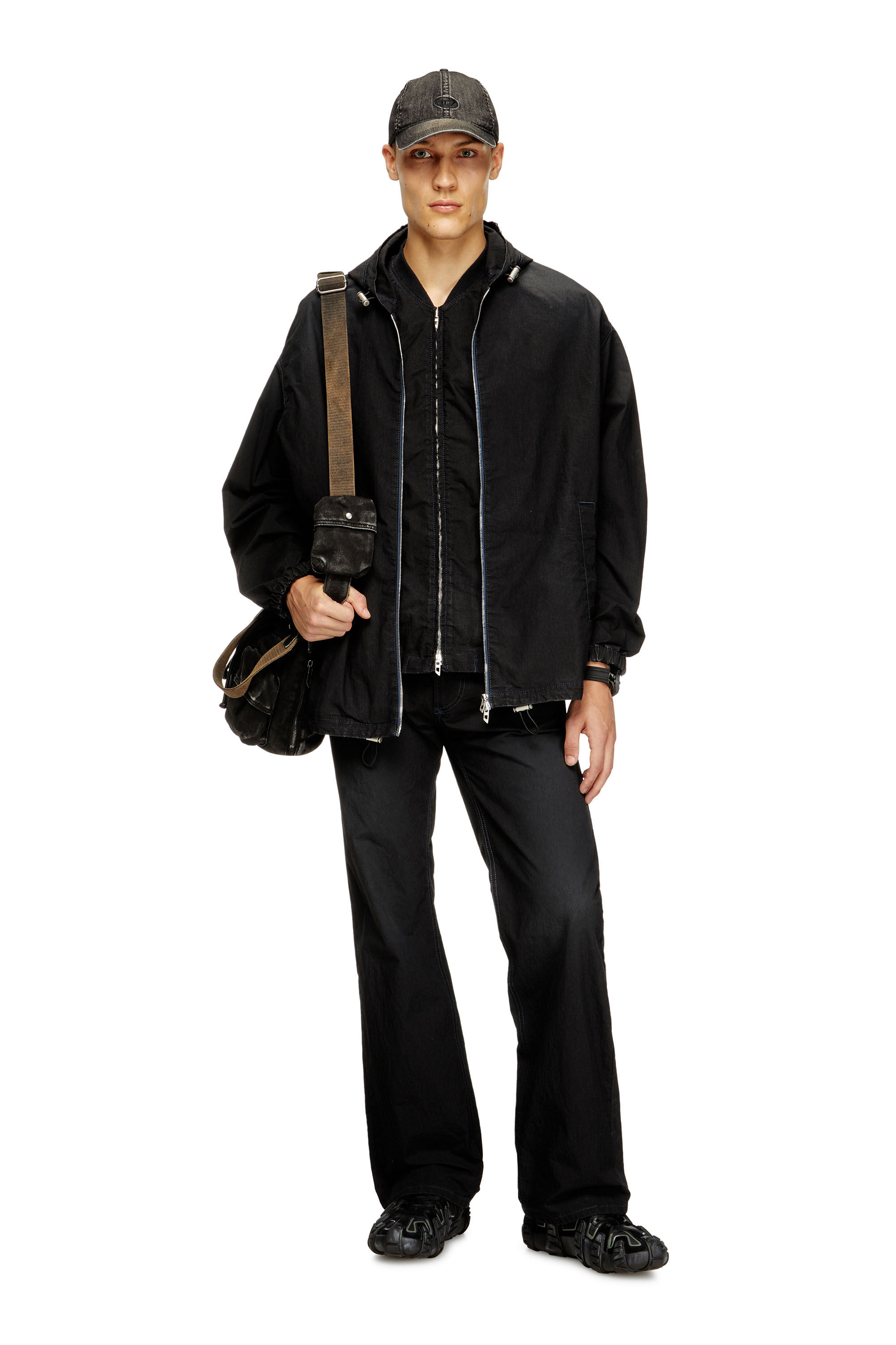 Diesel - D-WYNNY JOGG, Male's Hooded technical JoggJeans jacket in ブラック - 1